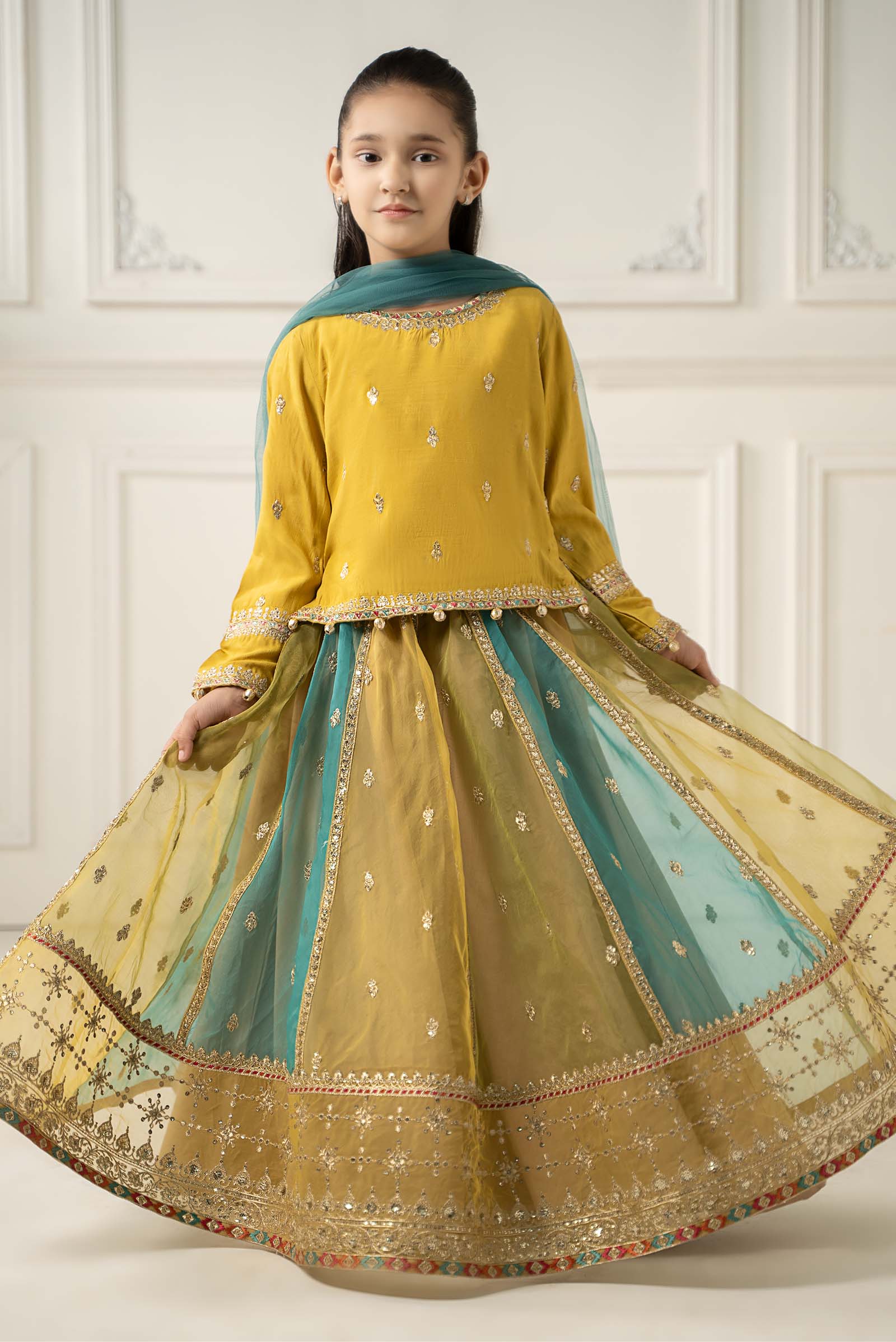 3 Piece Embroidered Raw Silk Suit - Image 3