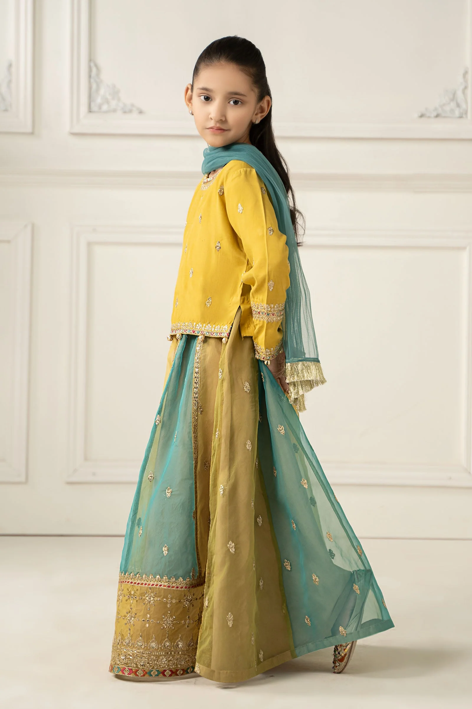 3 Piece Embroidered Raw Silk Suit - Image 5