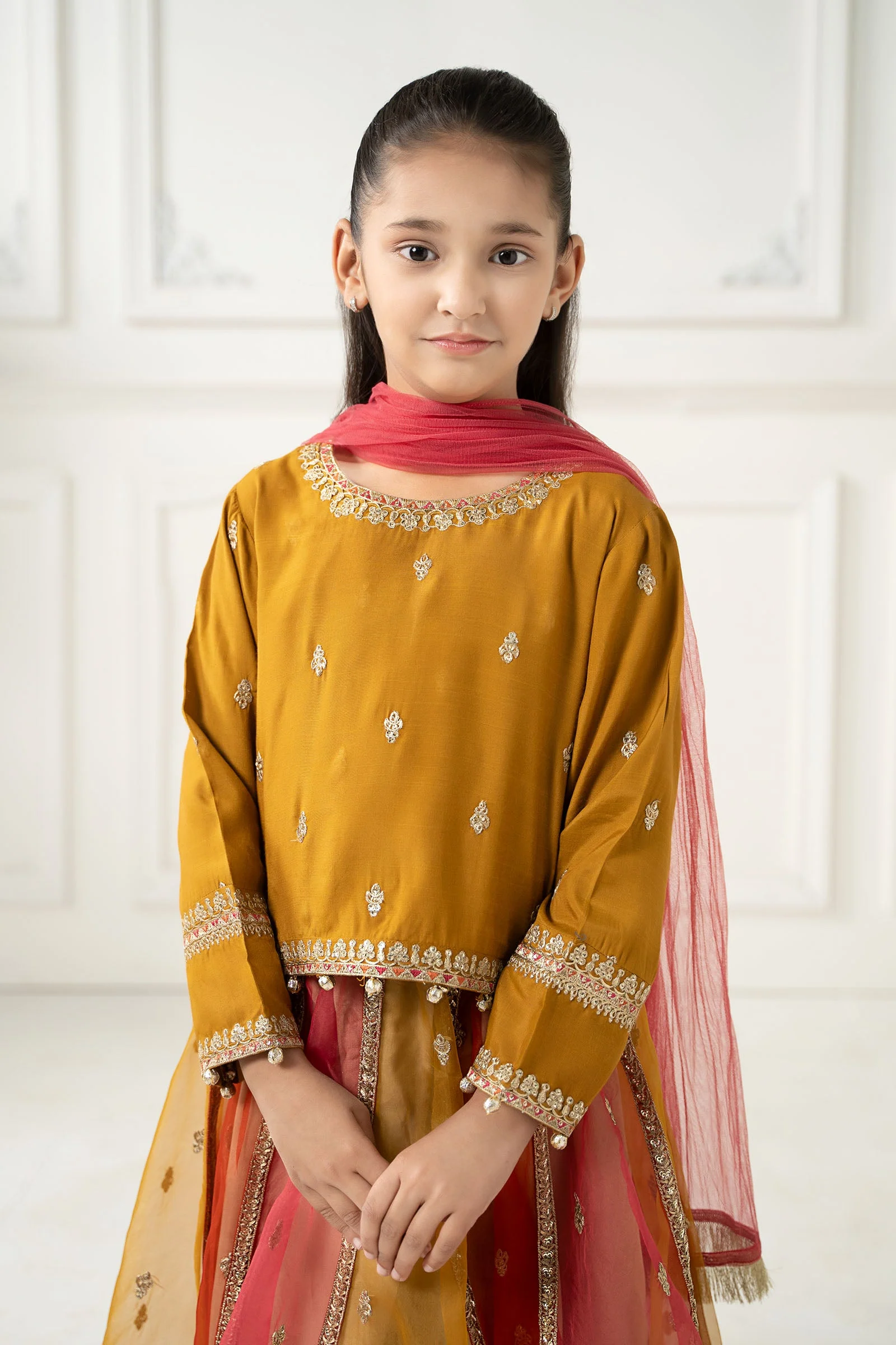 3 Piece Embroidered Raw Silk Suit - Image 2