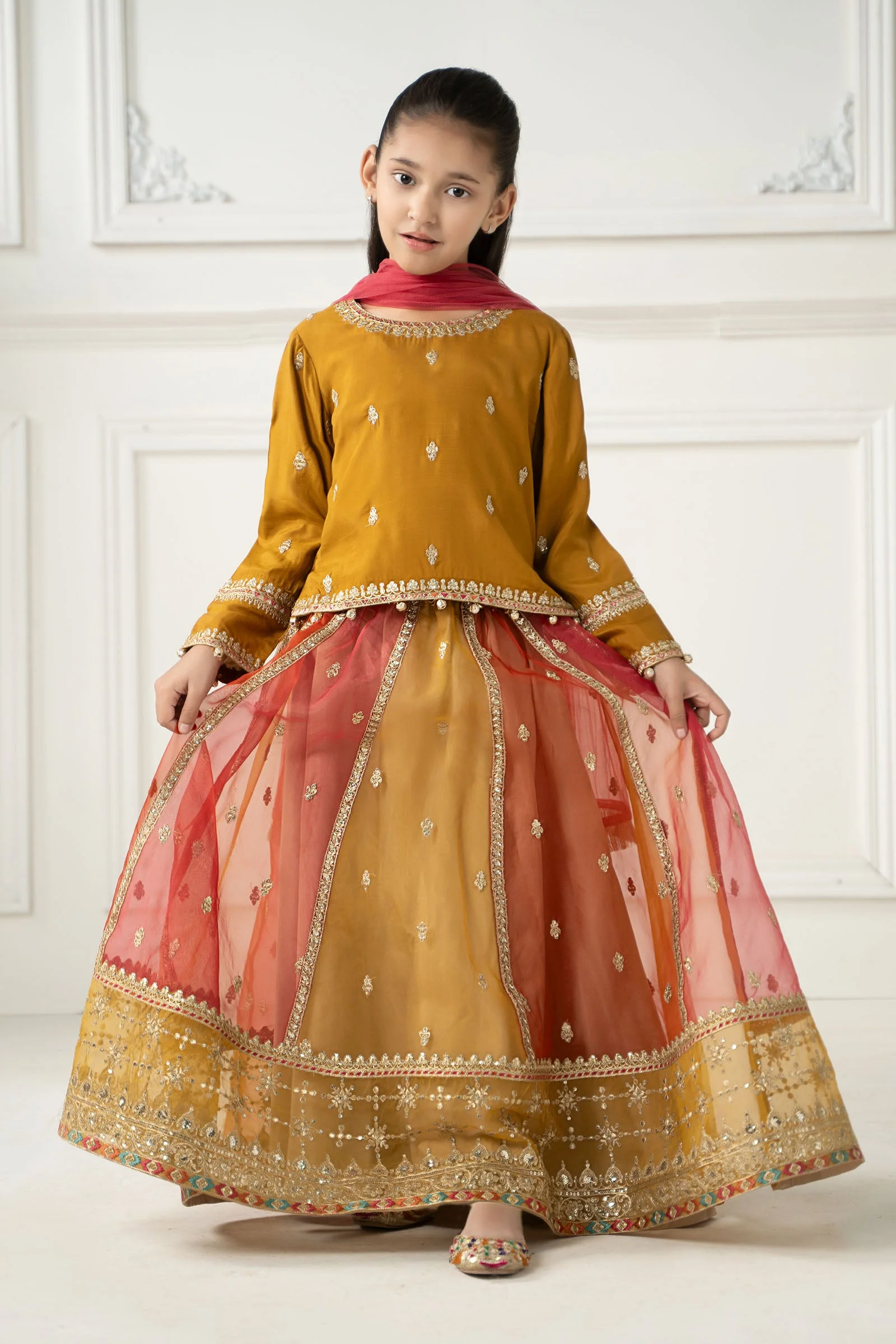 3 Piece Embroidered Raw Silk Suit - Image 3
