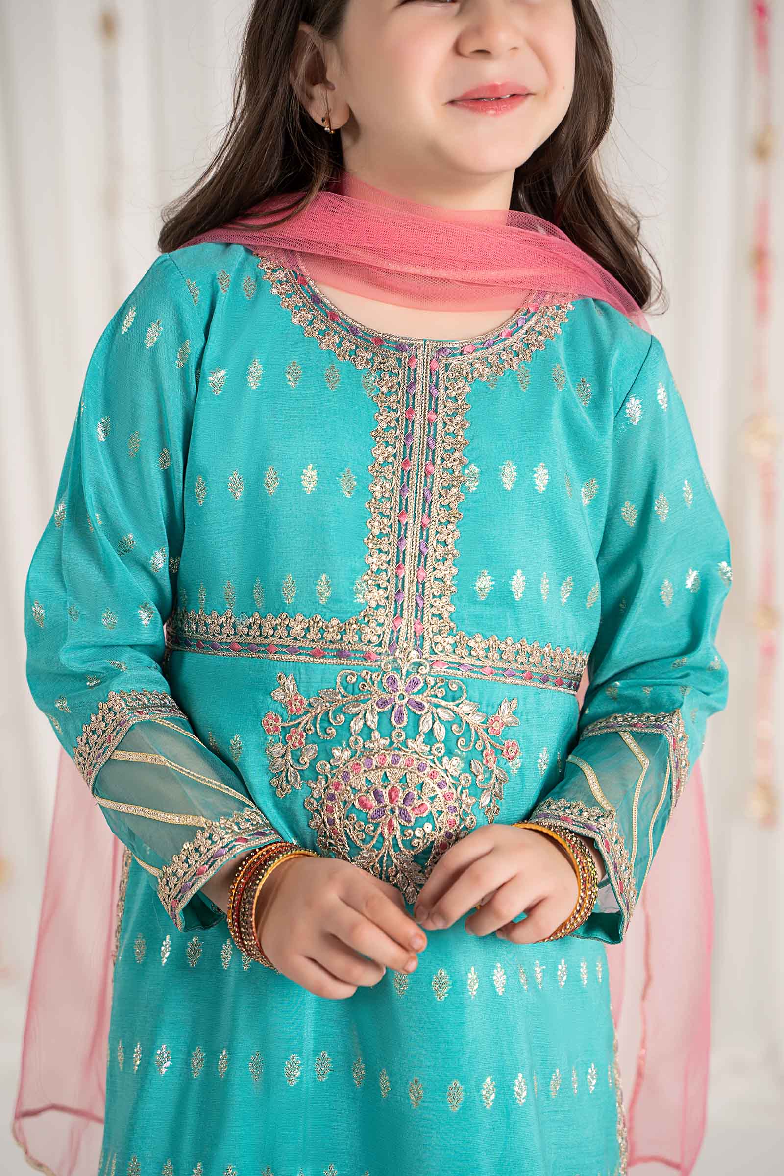 3 Piece Embroidered Raw Silk Suit - Image 2