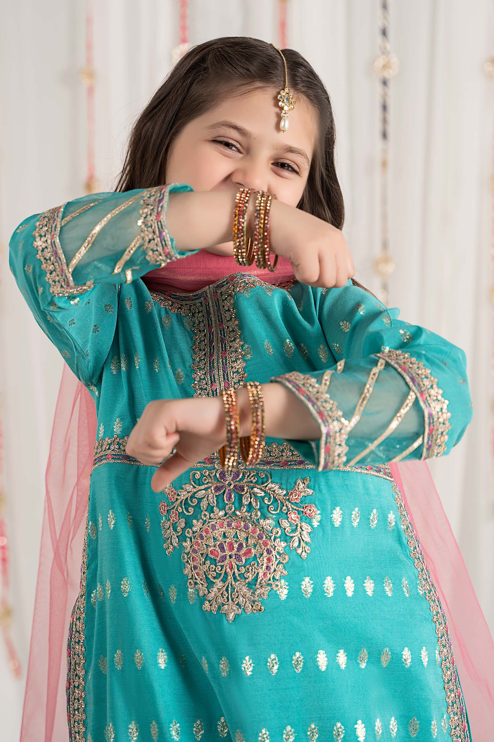 3 Piece Embroidered Raw Silk Suit - Image 3