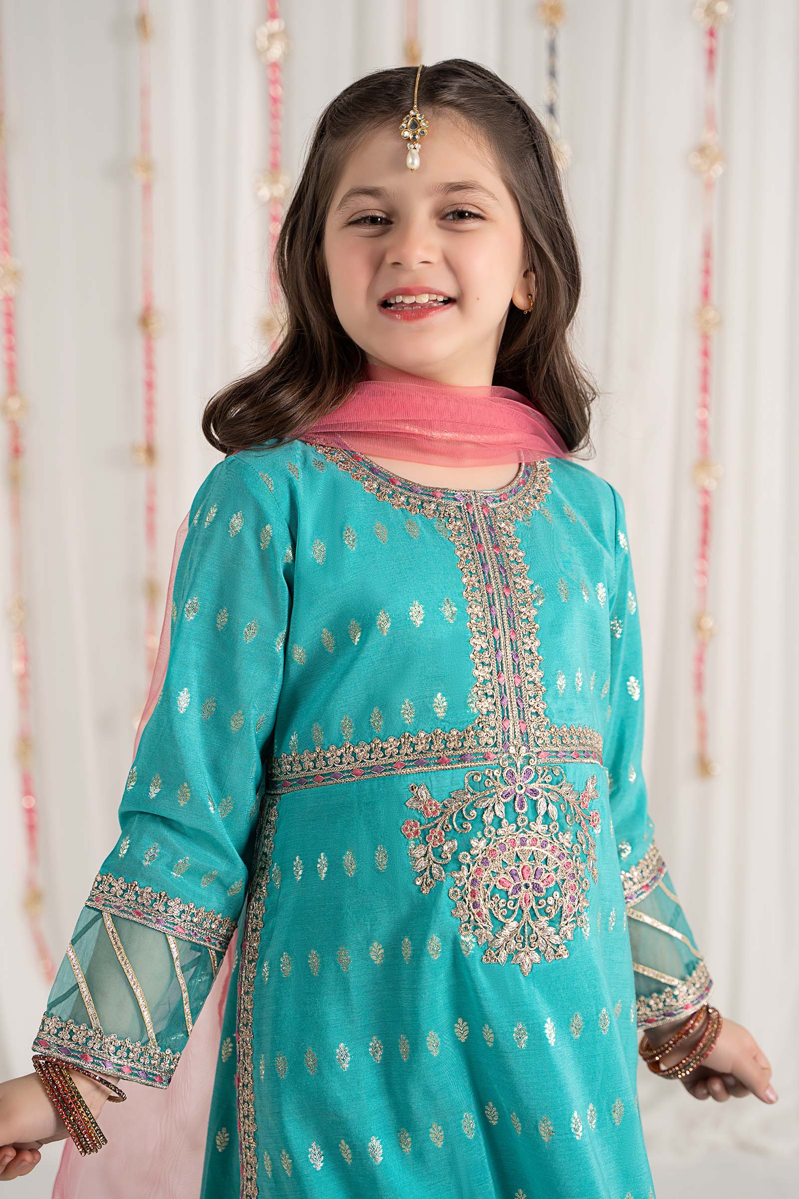 3 Piece Embroidered Raw Silk Suit - Image 4