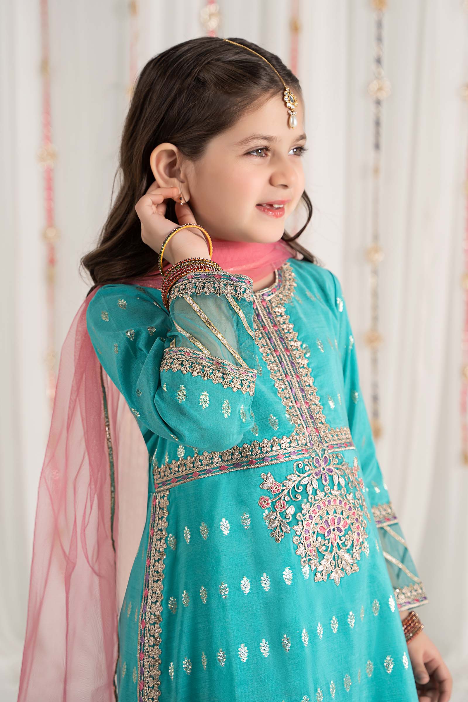 3 Piece Embroidered Raw Silk Suit - Image 5