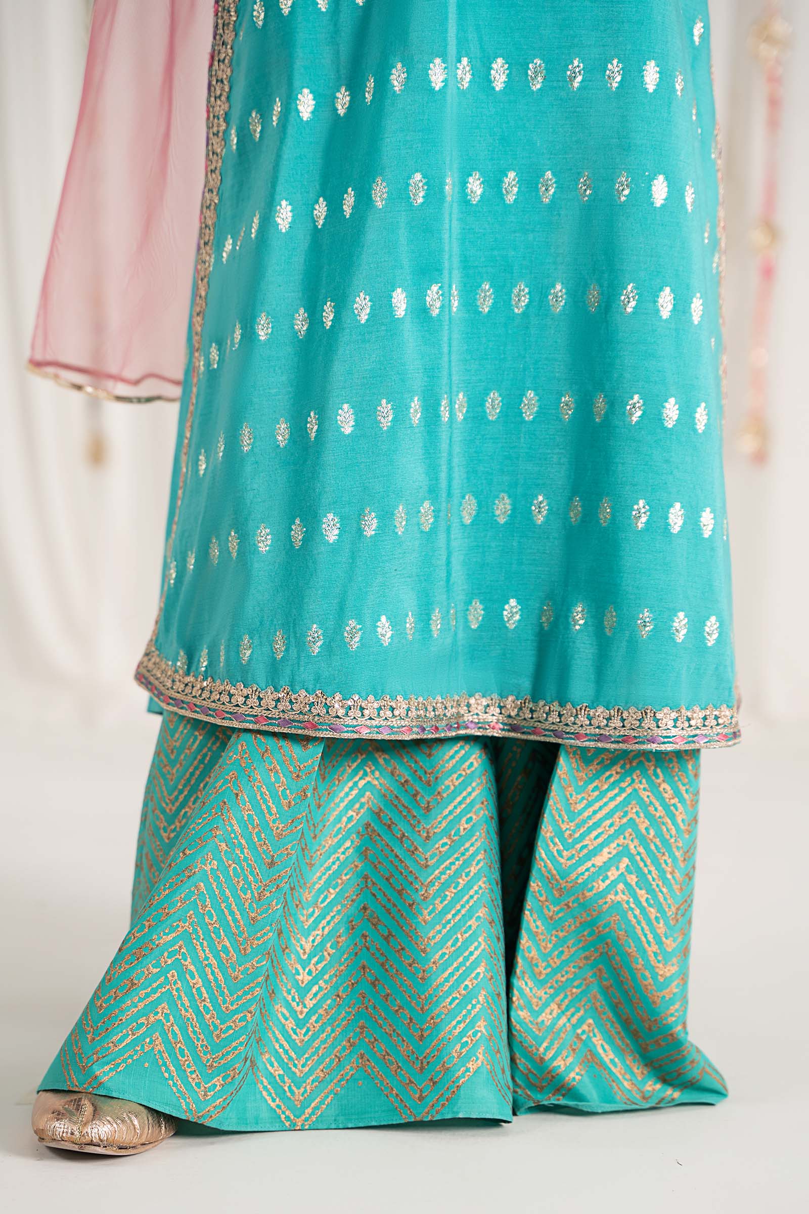 3 Piece Embroidered Raw Silk Suit - Image 6