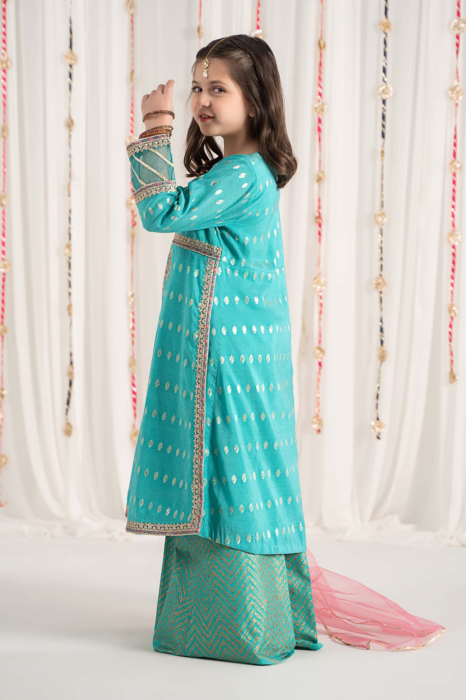 3 Piece Embroidered Raw Silk Suit - Image 7