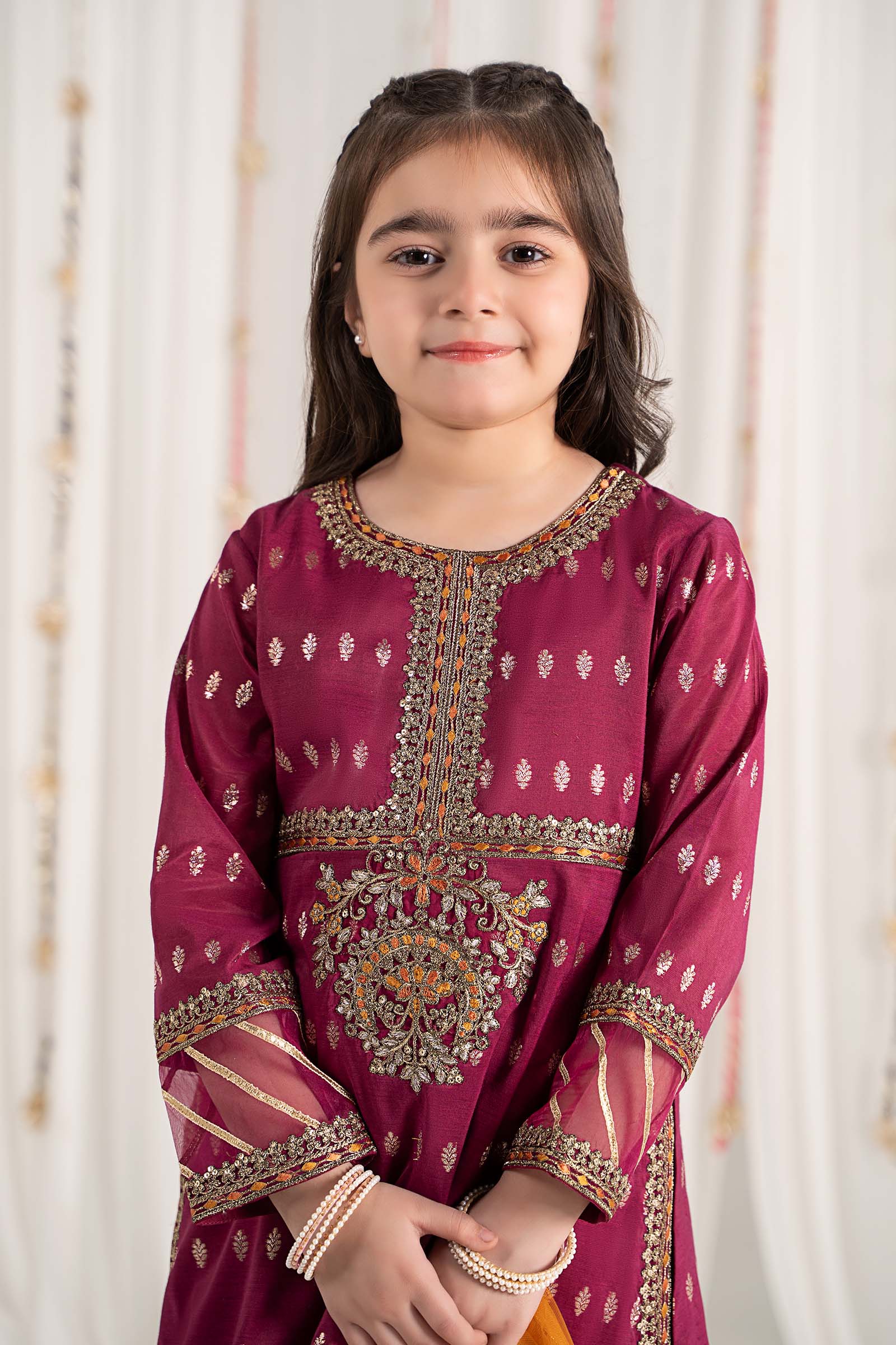 3 Piece Embroidered Raw Silk Suit - Image 2