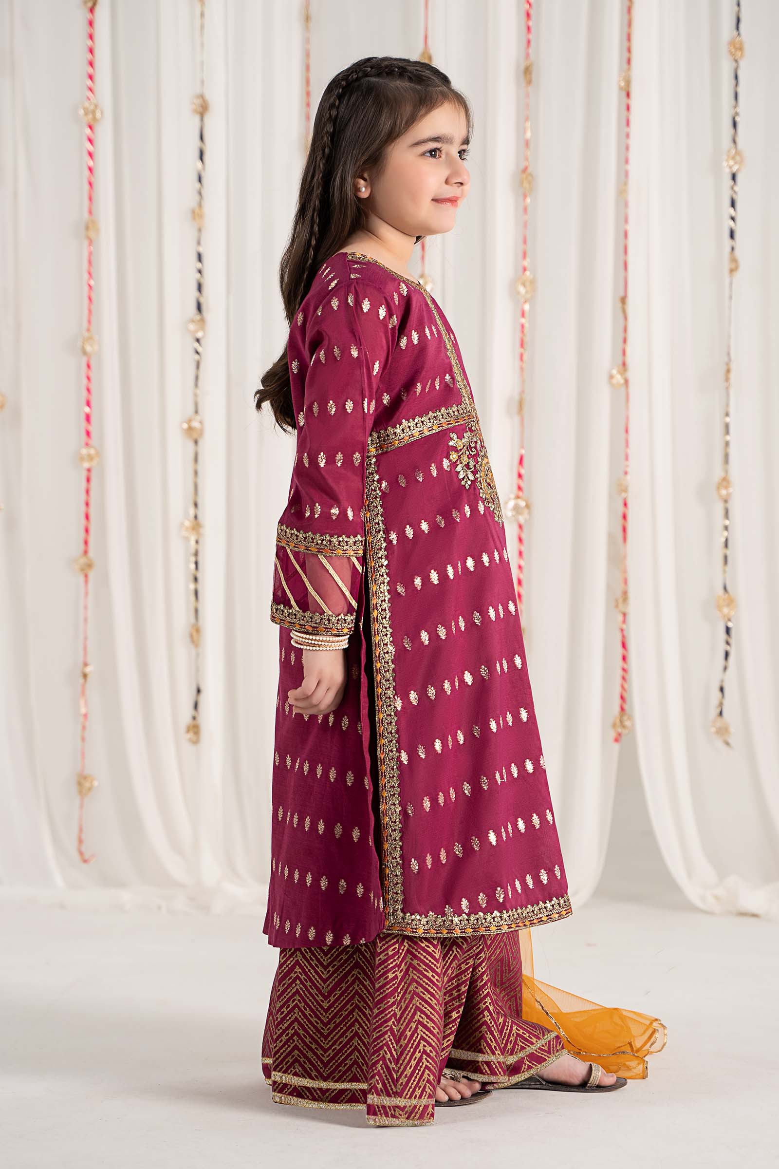 3 Piece Embroidered Raw Silk Suit - Image 6