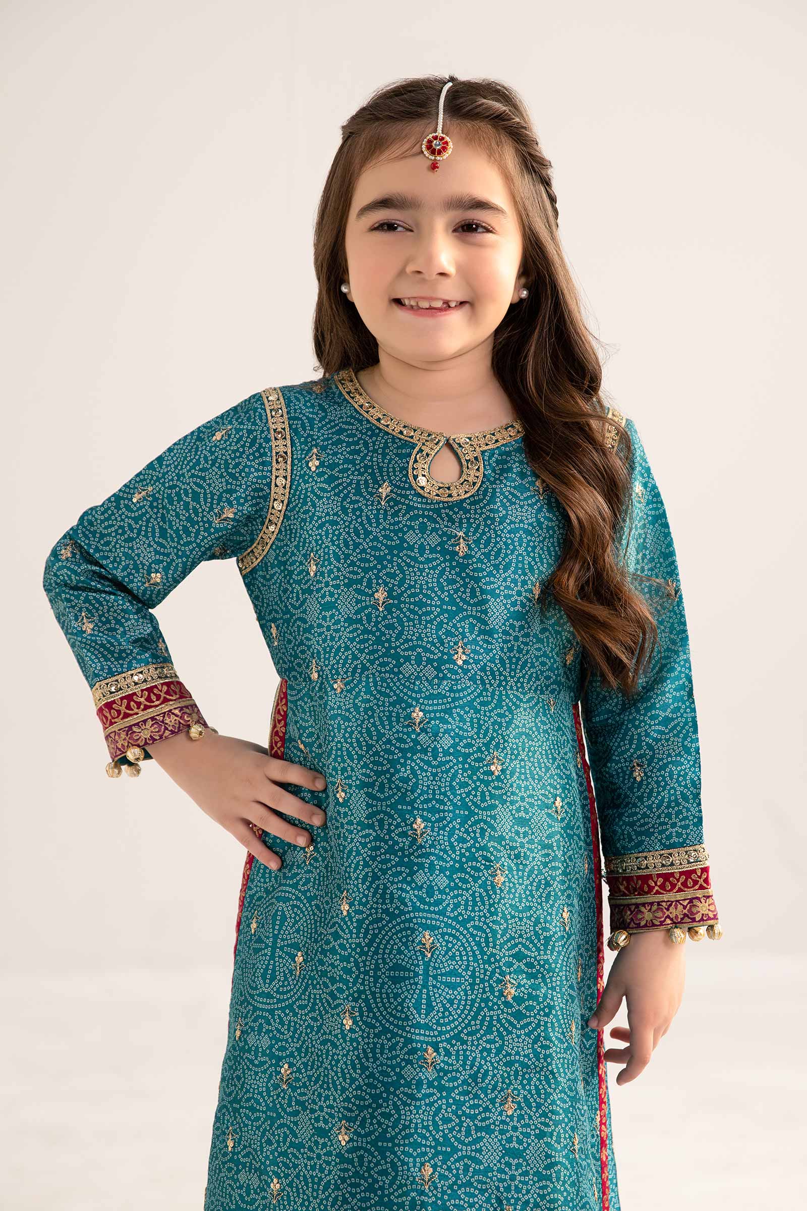 3 Piece Embroidered Raw Silk Suit - Image 2