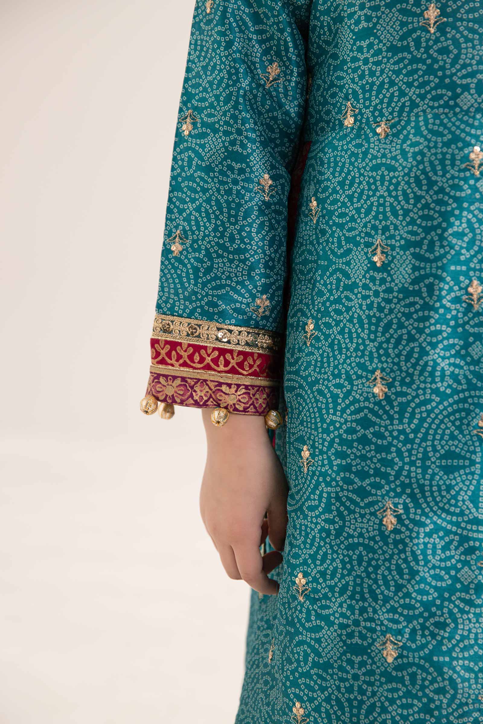 3 Piece Embroidered Raw Silk Suit - Image 4