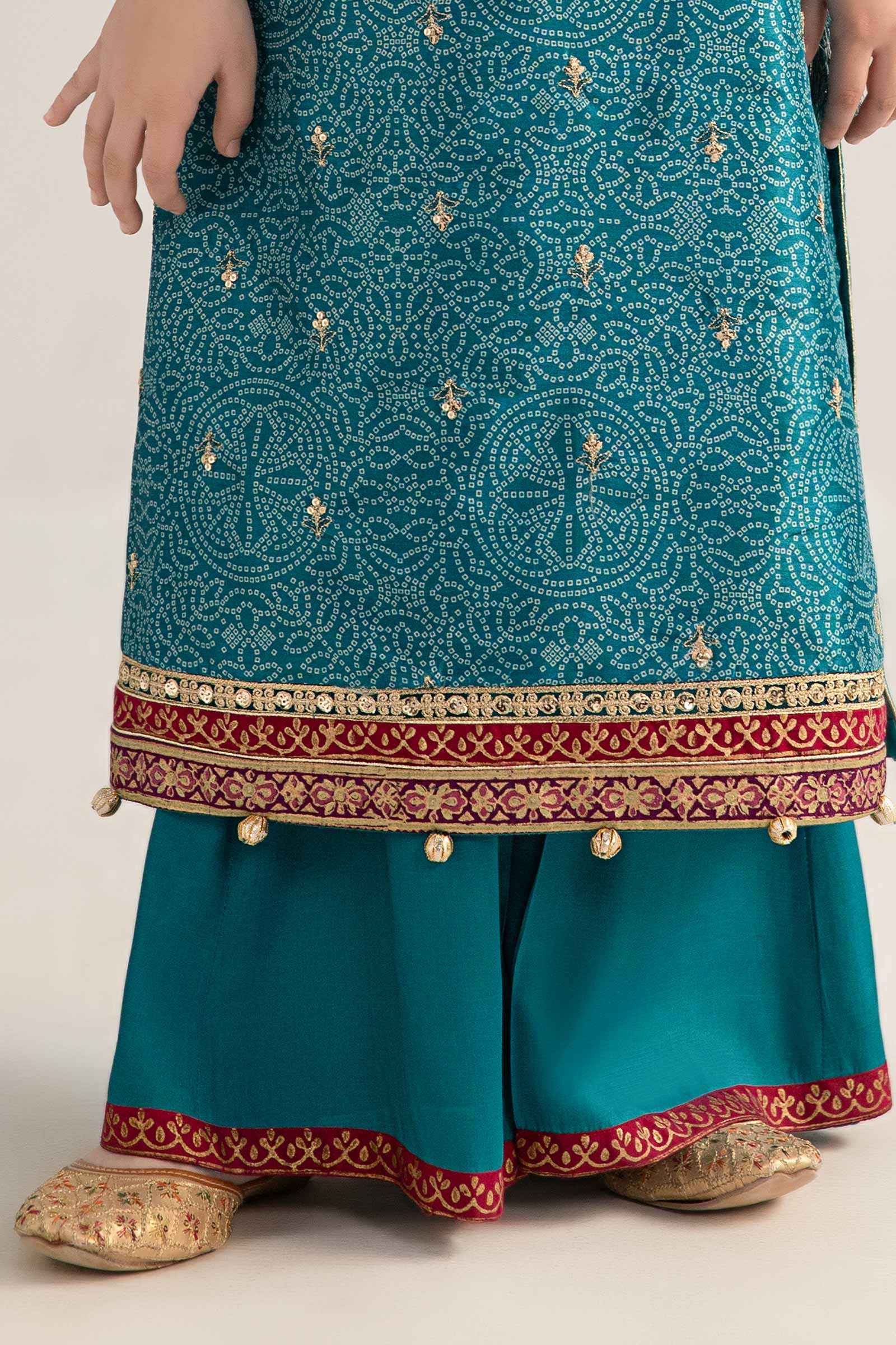 3 Piece Embroidered Raw Silk Suit - Image 5