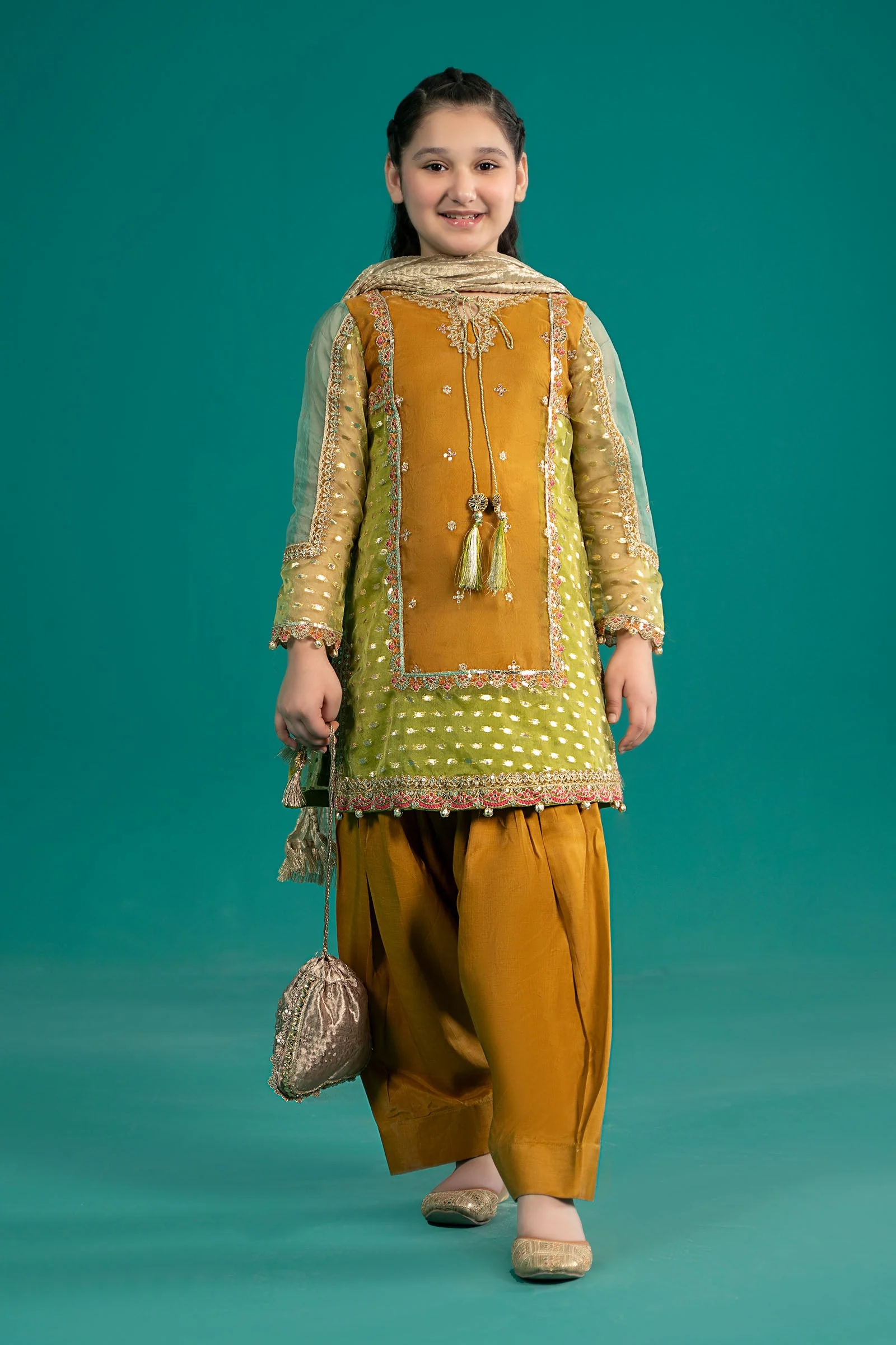 3 Piece Embroidered Organza Suit