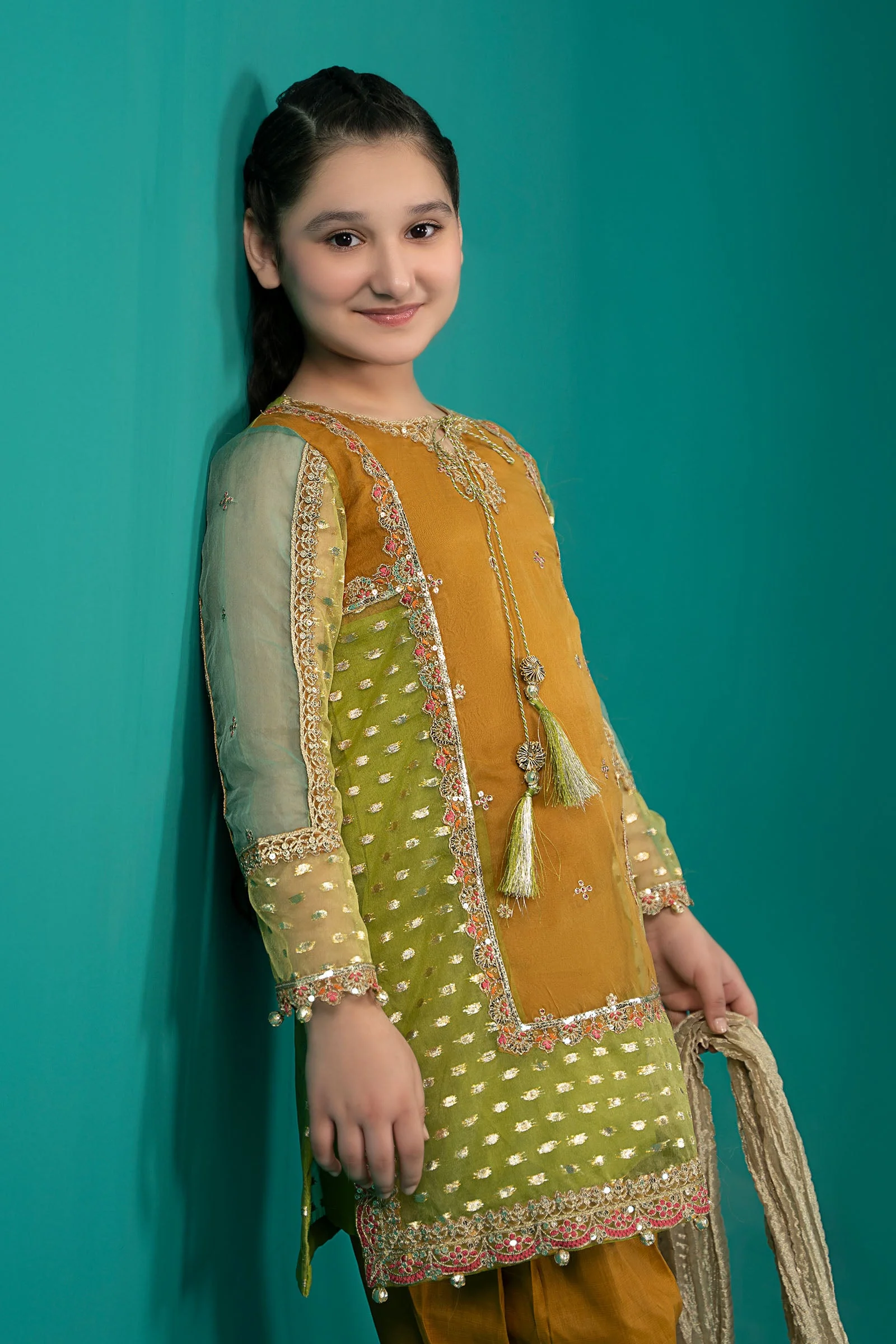 3 Piece Embroidered Organza Suit - Image 2