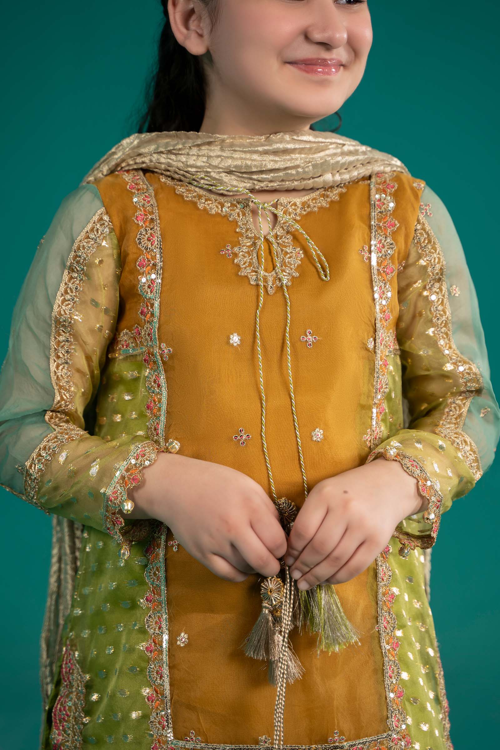 3 Piece Embroidered Organza Suit - Image 3