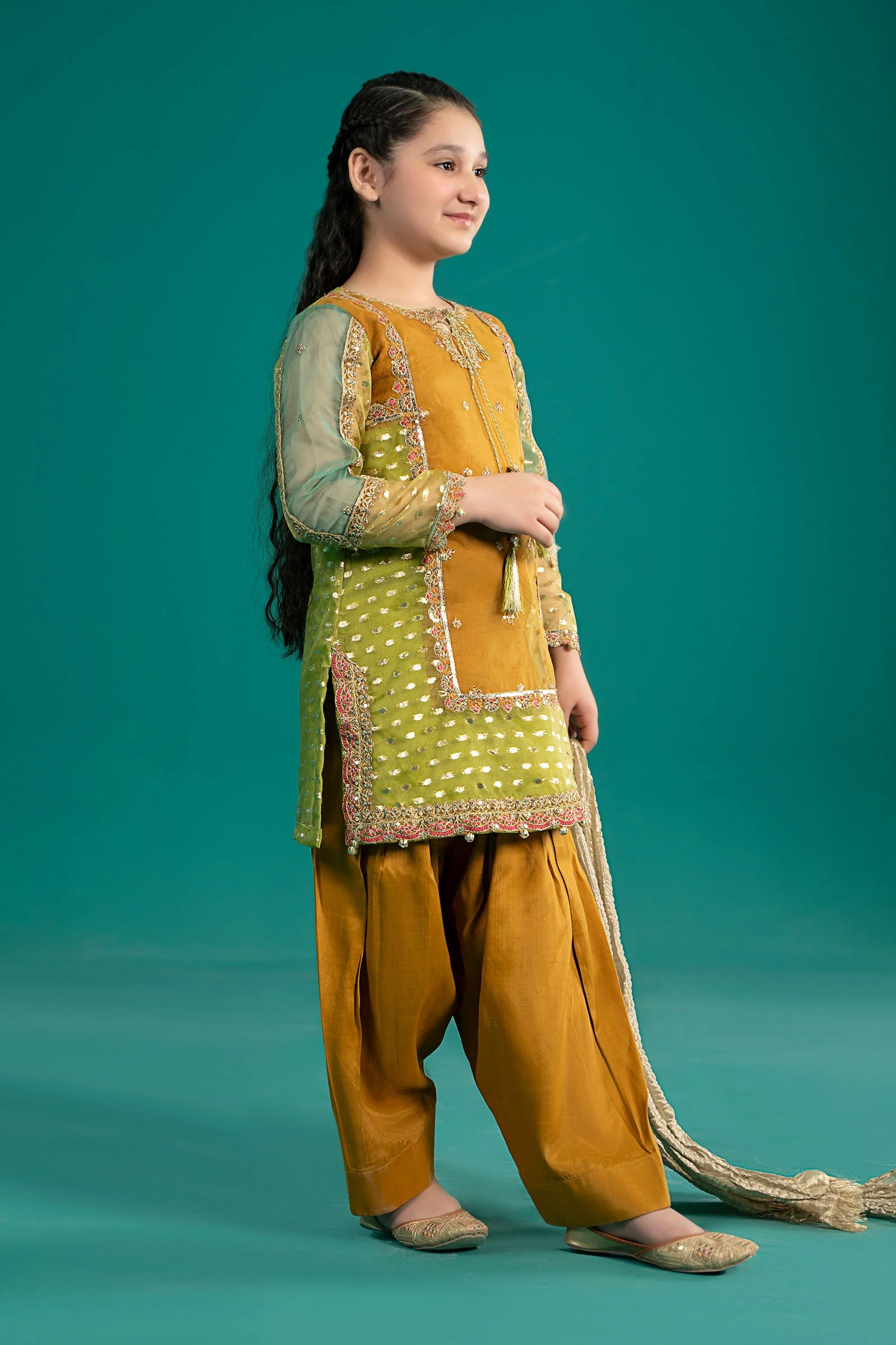 3 Piece Embroidered Organza Suit - Image 4