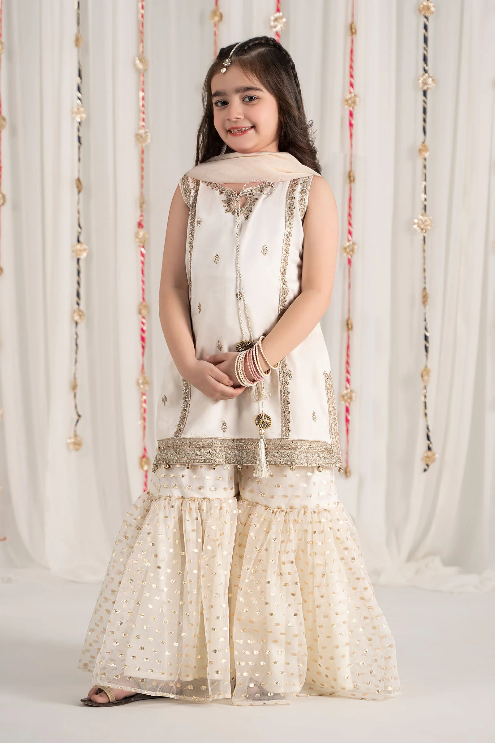 3 Piece Embroidered Cotton Satin Suit