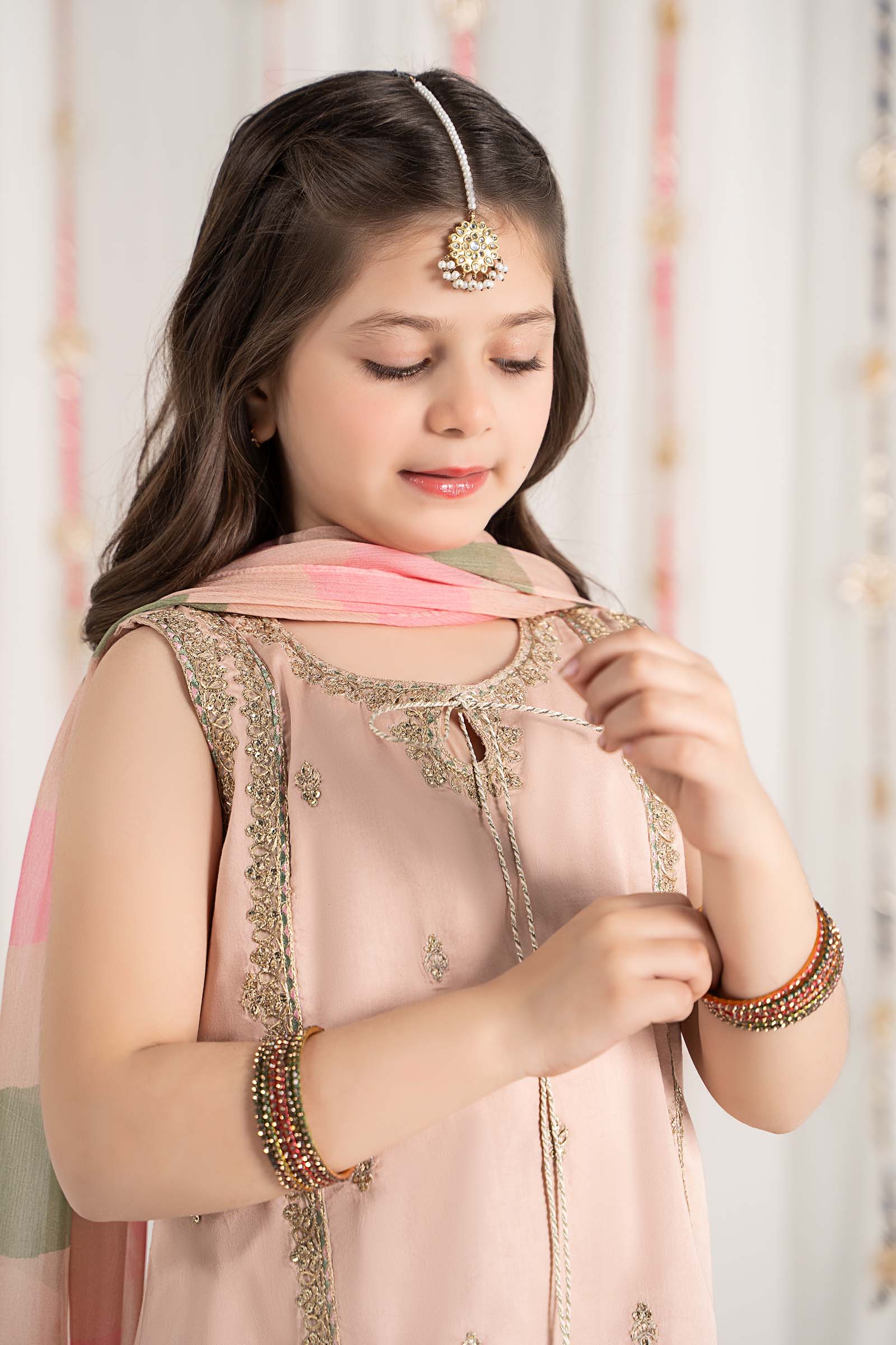 3 Piece Embroidered Cotton Satin Suit - Image 2