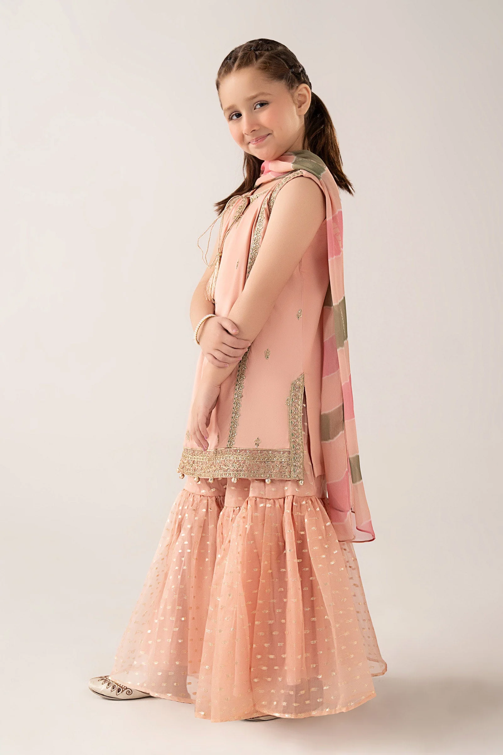 3 Piece Embroidered Cotton Satin Suit - Image 5