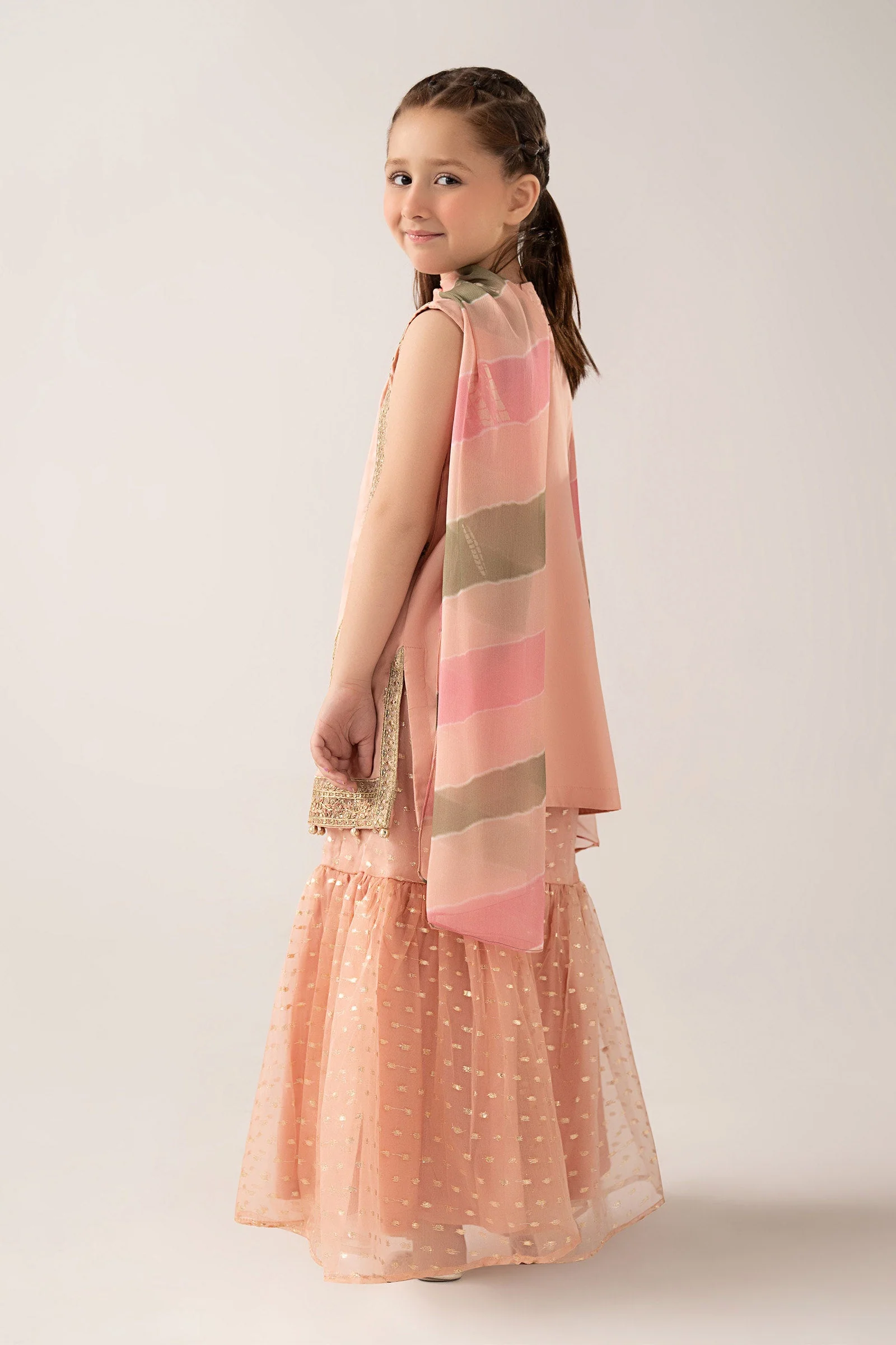 3 Piece Embroidered Cotton Satin Suit - Image 6