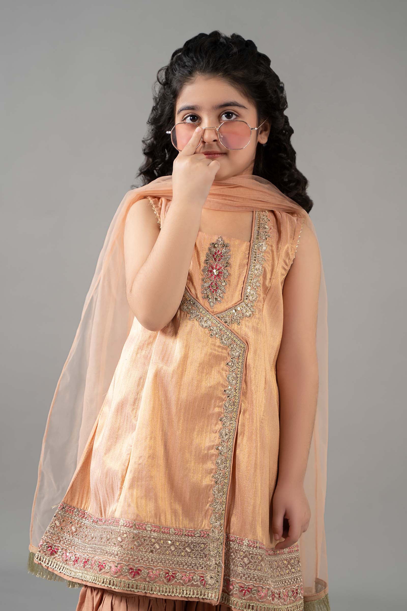 3 Piece Embroidered Cotton Staple Zari Suit - Image 2