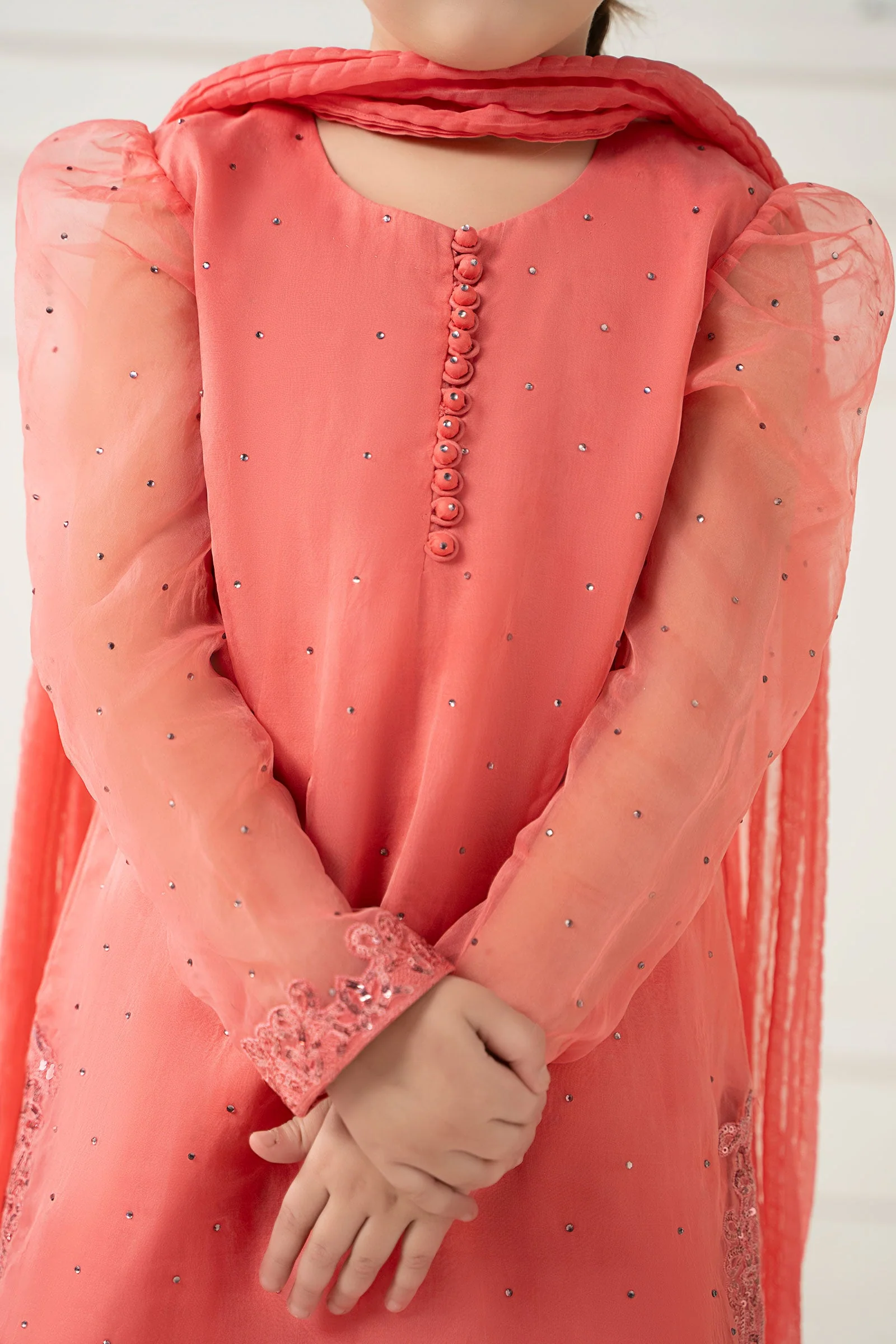 3 Piece Dyed Organza Suit - Image 3