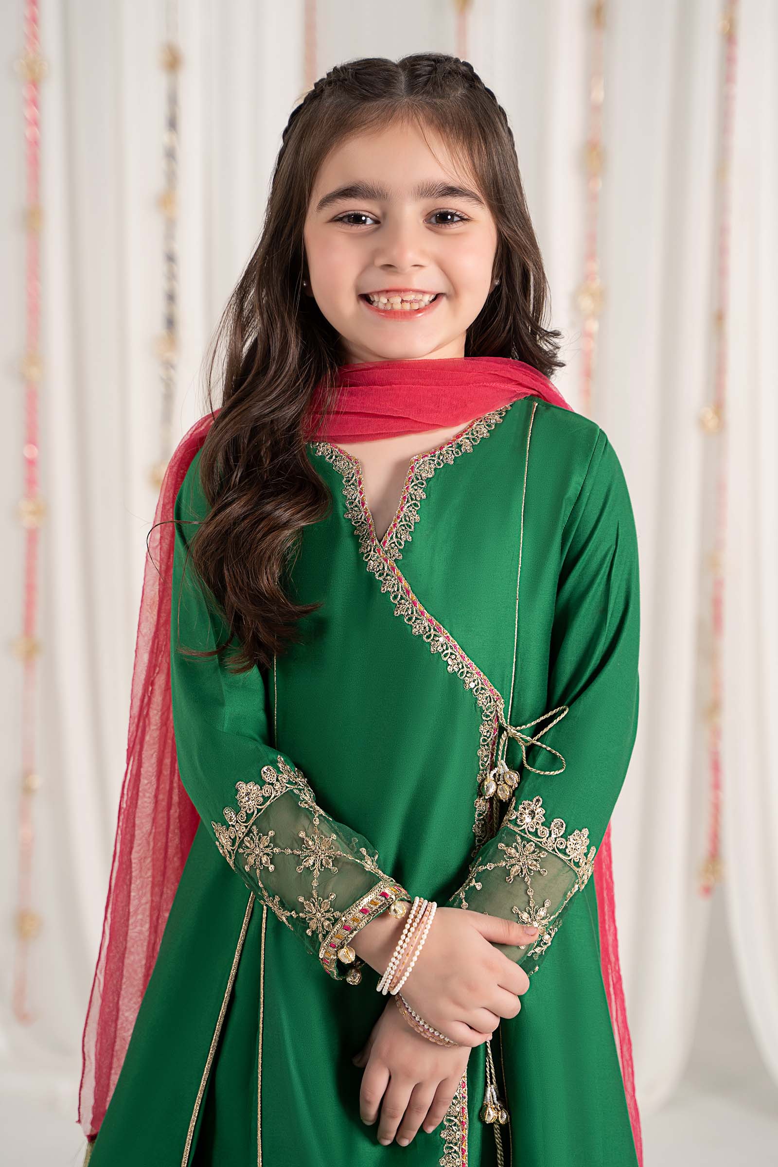 3 Piece Embroidered Cotton Satin Suit - Image 2