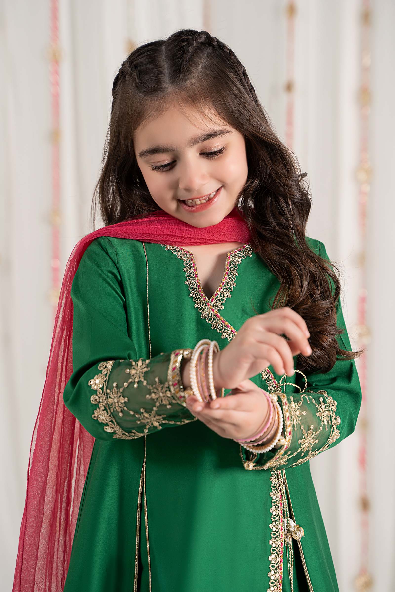 3 Piece Embroidered Cotton Satin Suit - Image 4