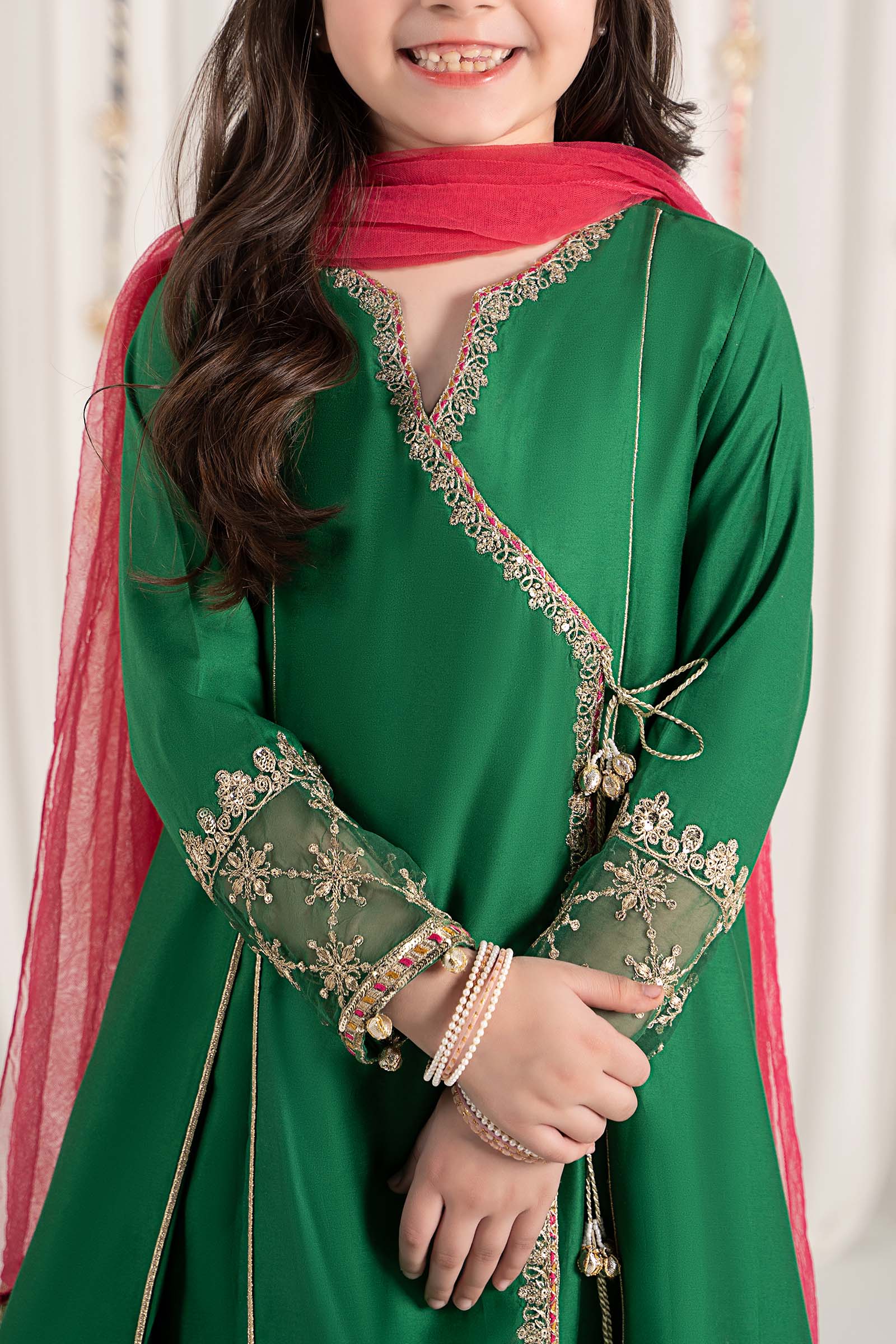 3 Piece Embroidered Cotton Satin Suit - Image 5