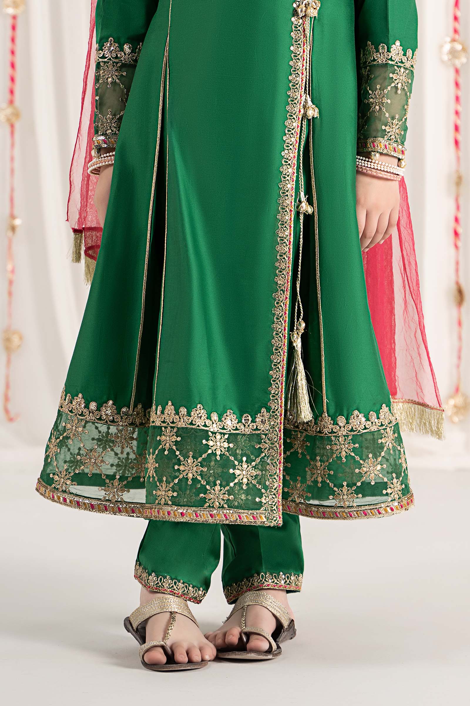 3 Piece Embroidered Cotton Satin Suit - Image 6