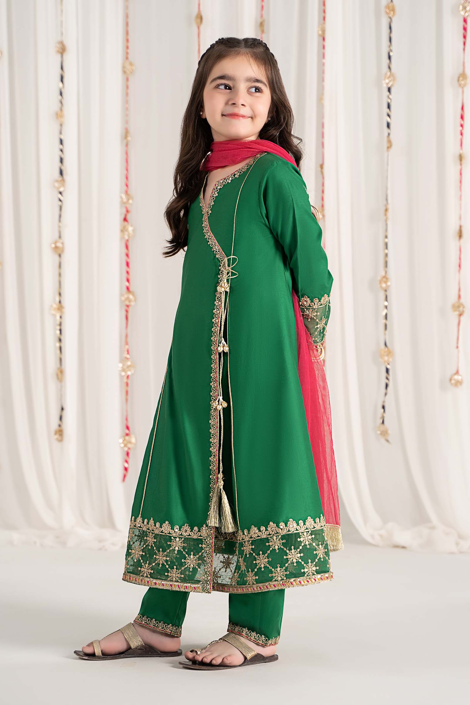3 Piece Embroidered Cotton Satin Suit - Image 7