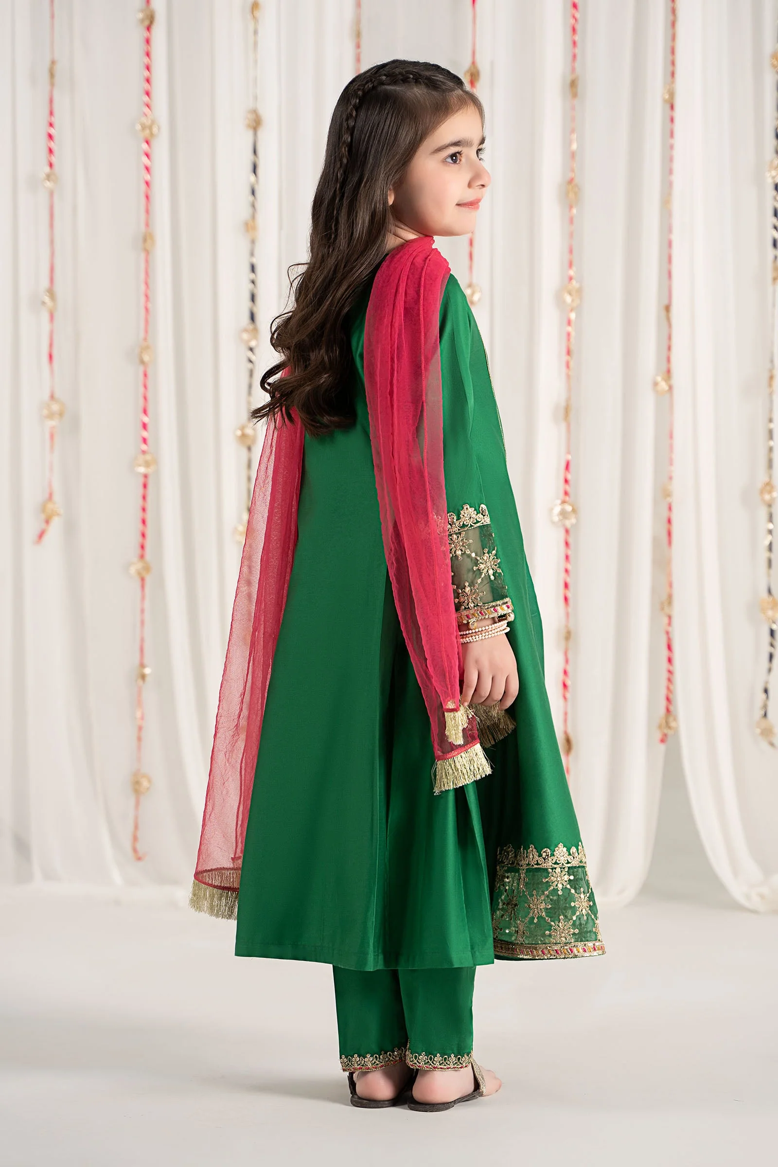 3 Piece Embroidered Cotton Satin Suit - Image 8