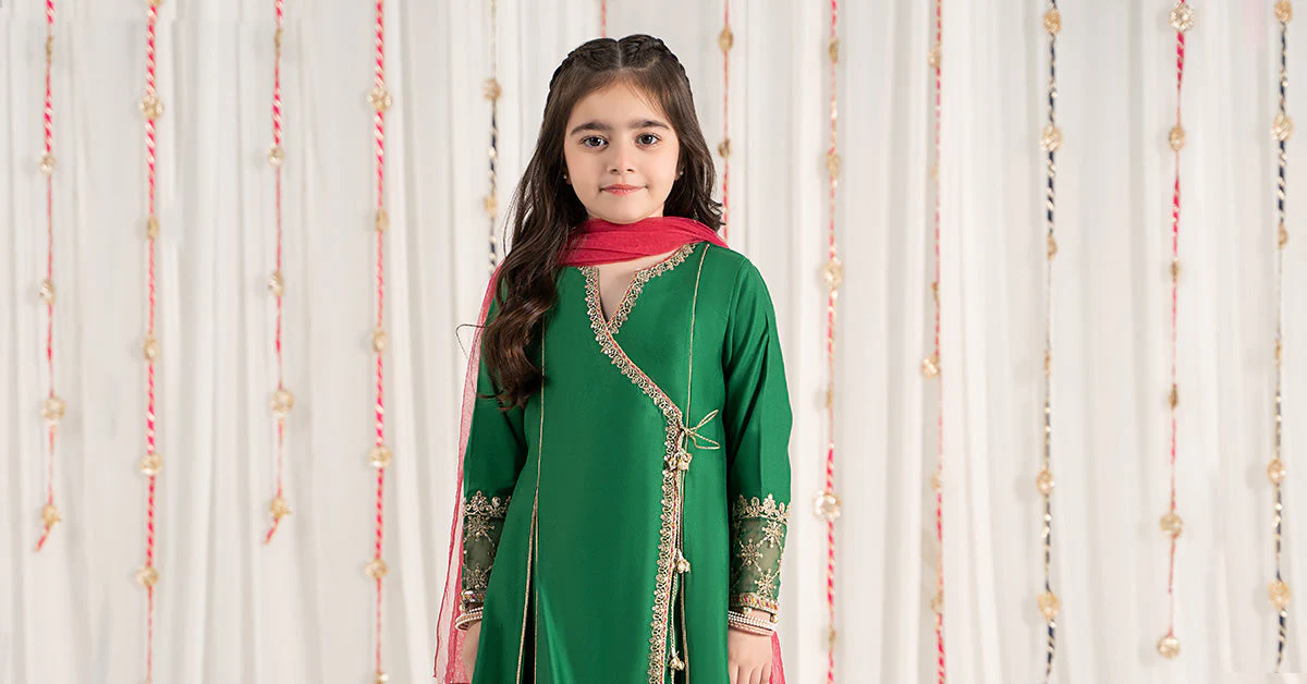 3 Piece Embroidered Cotton Satin Suit - Image 9