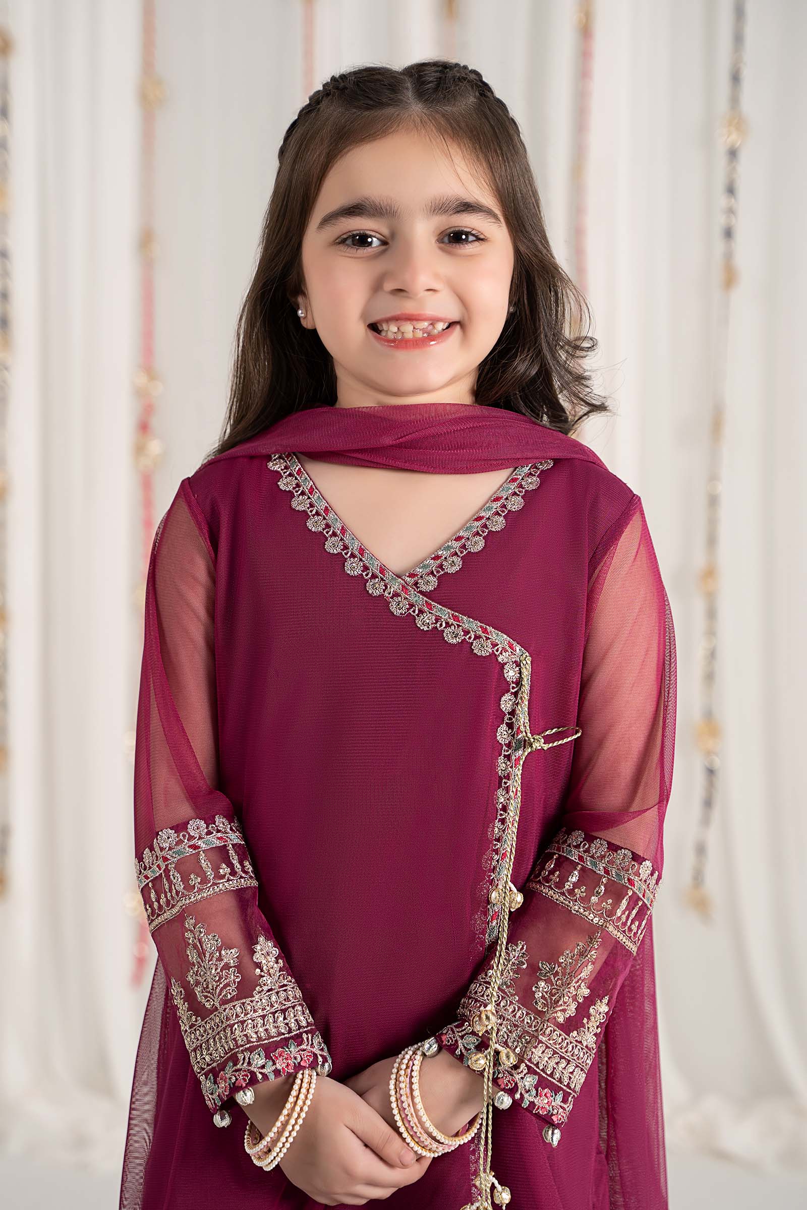 3 Piece Embroidered Polyester Net Suit - Image 2