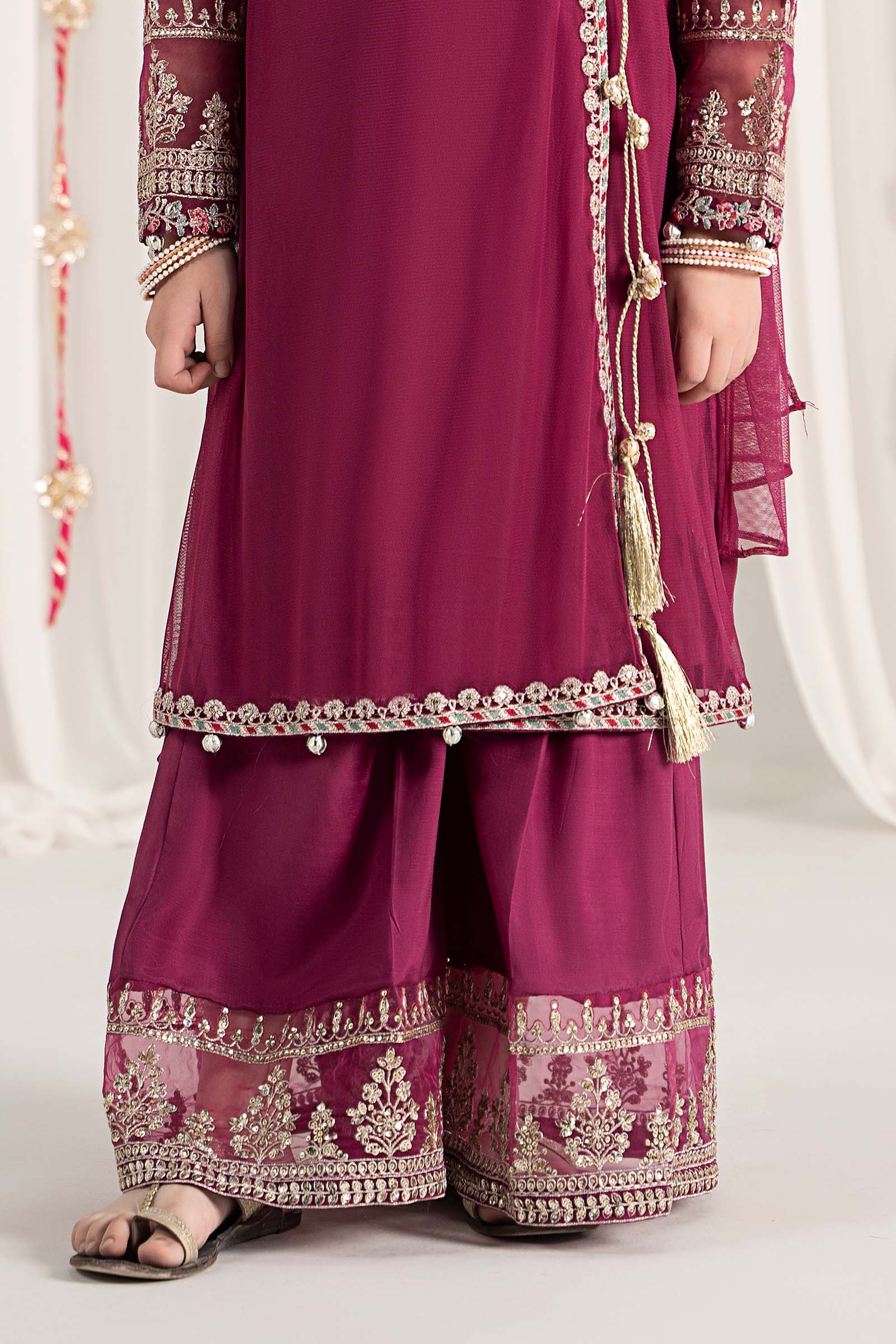 3 Piece Embroidered Polyester Net Suit - Image 5