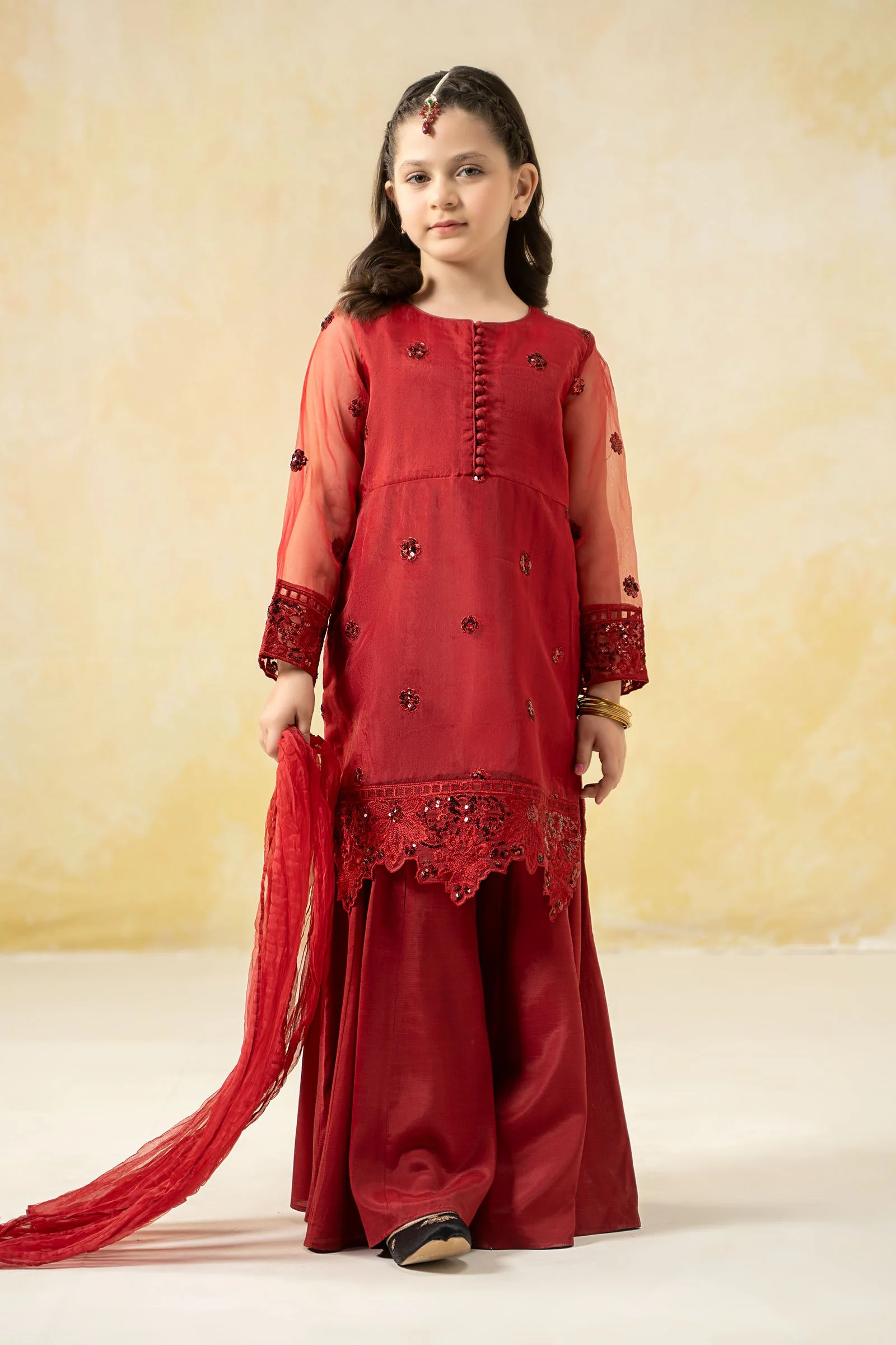 3 Piece Embroidered Organza Suit