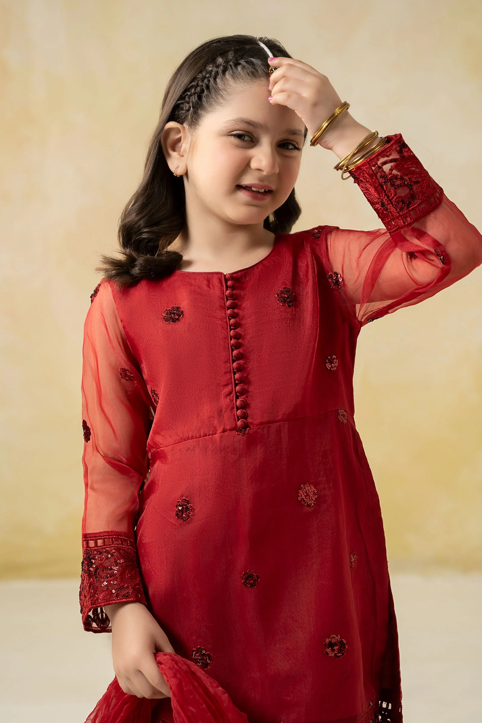 3 Piece Embroidered Organza Suit - Image 2