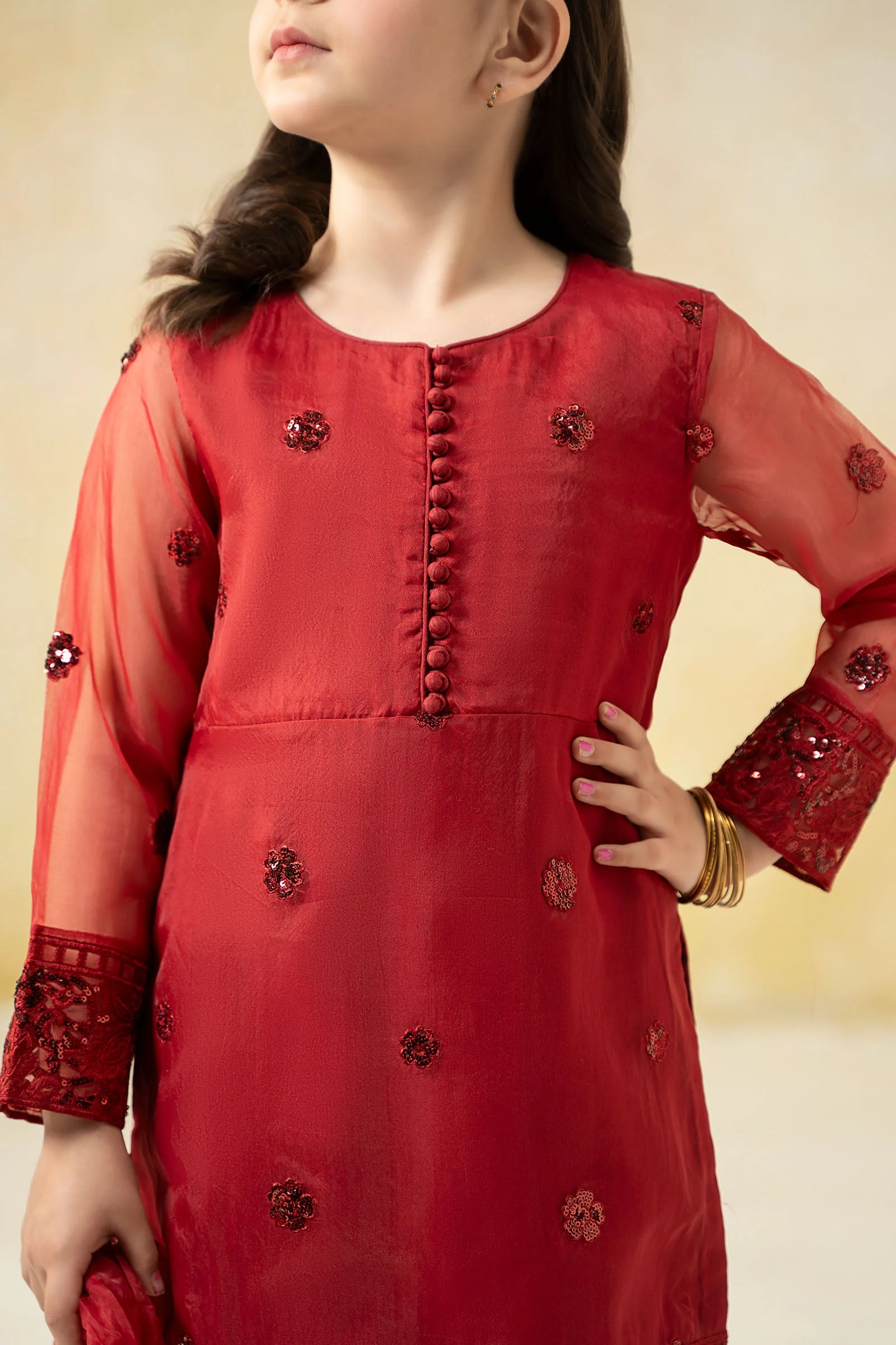 3 Piece Embroidered Organza Suit - Image 4