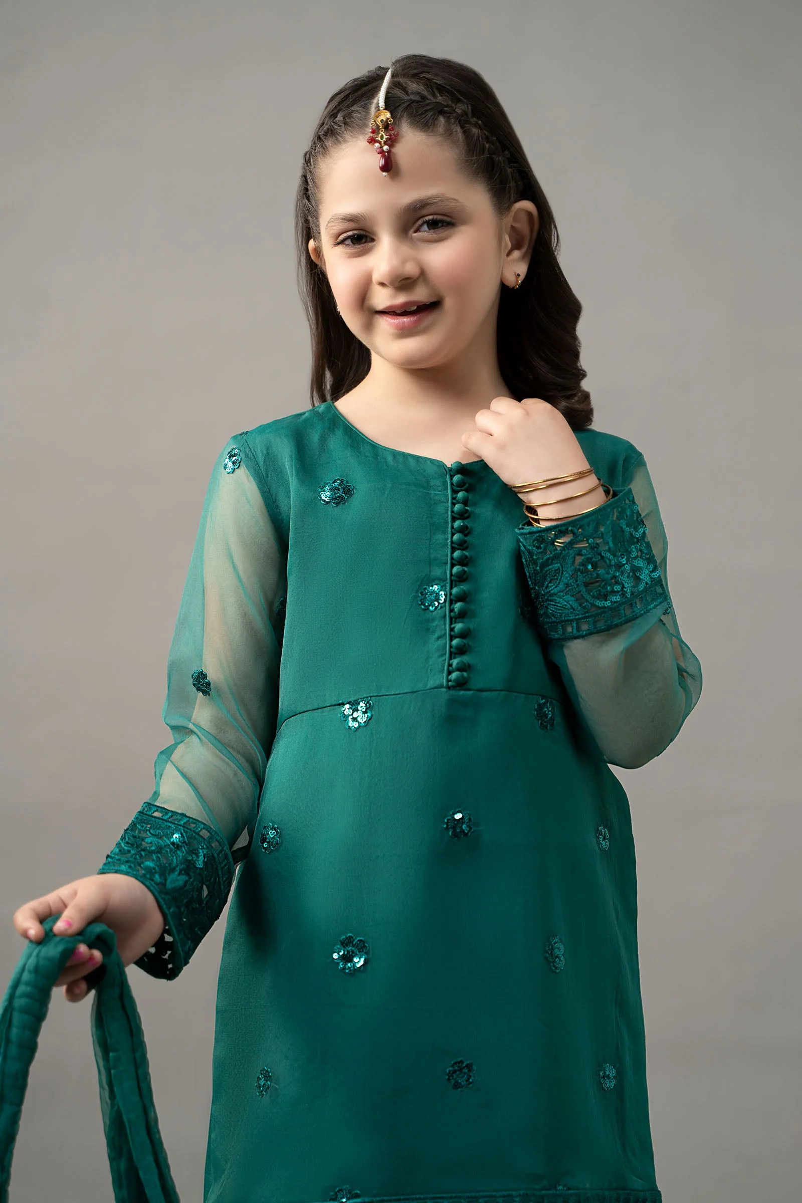 3 Piece Embroidered Organza Suit - Image 2
