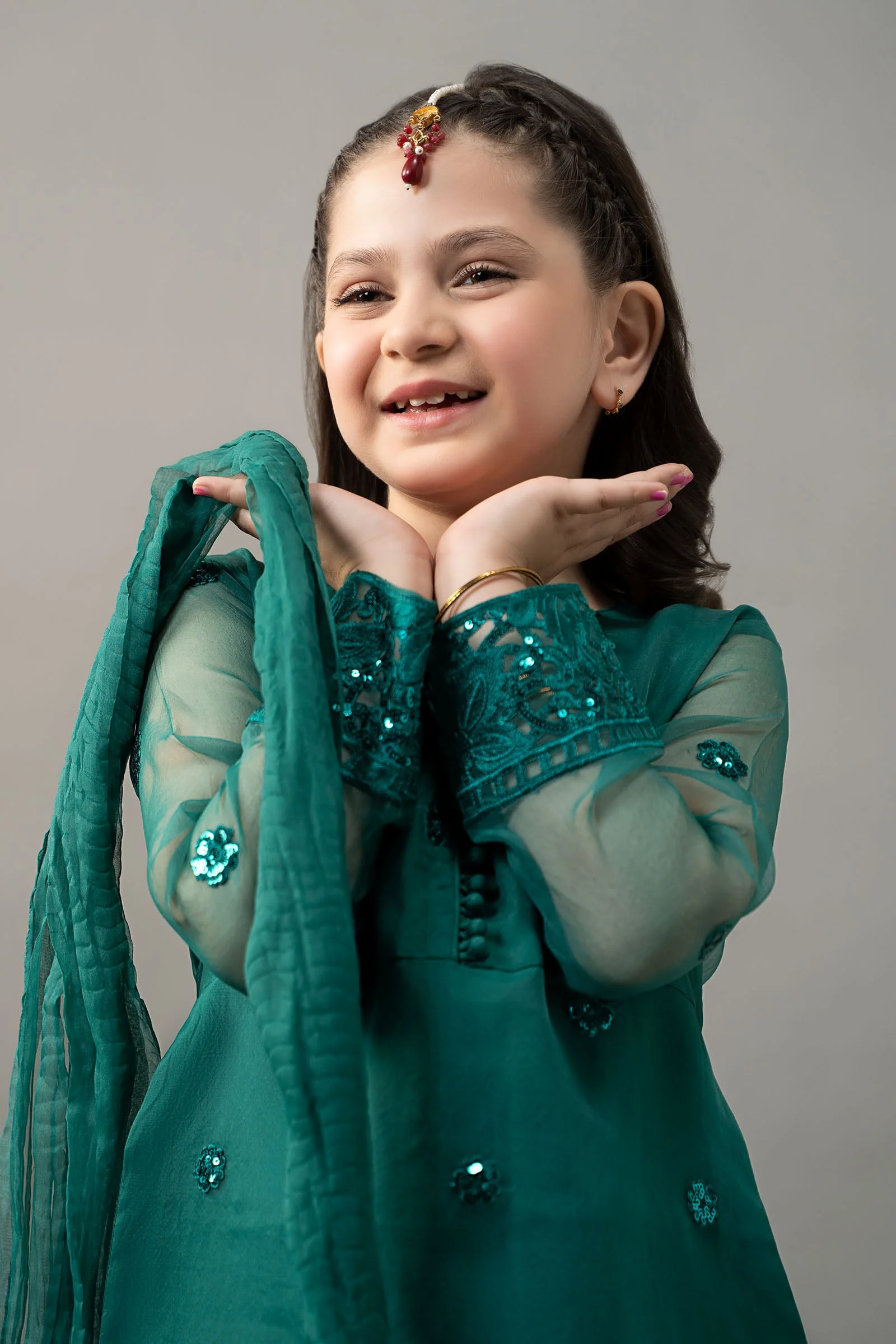 3 Piece Embroidered Organza Suit - Image 3