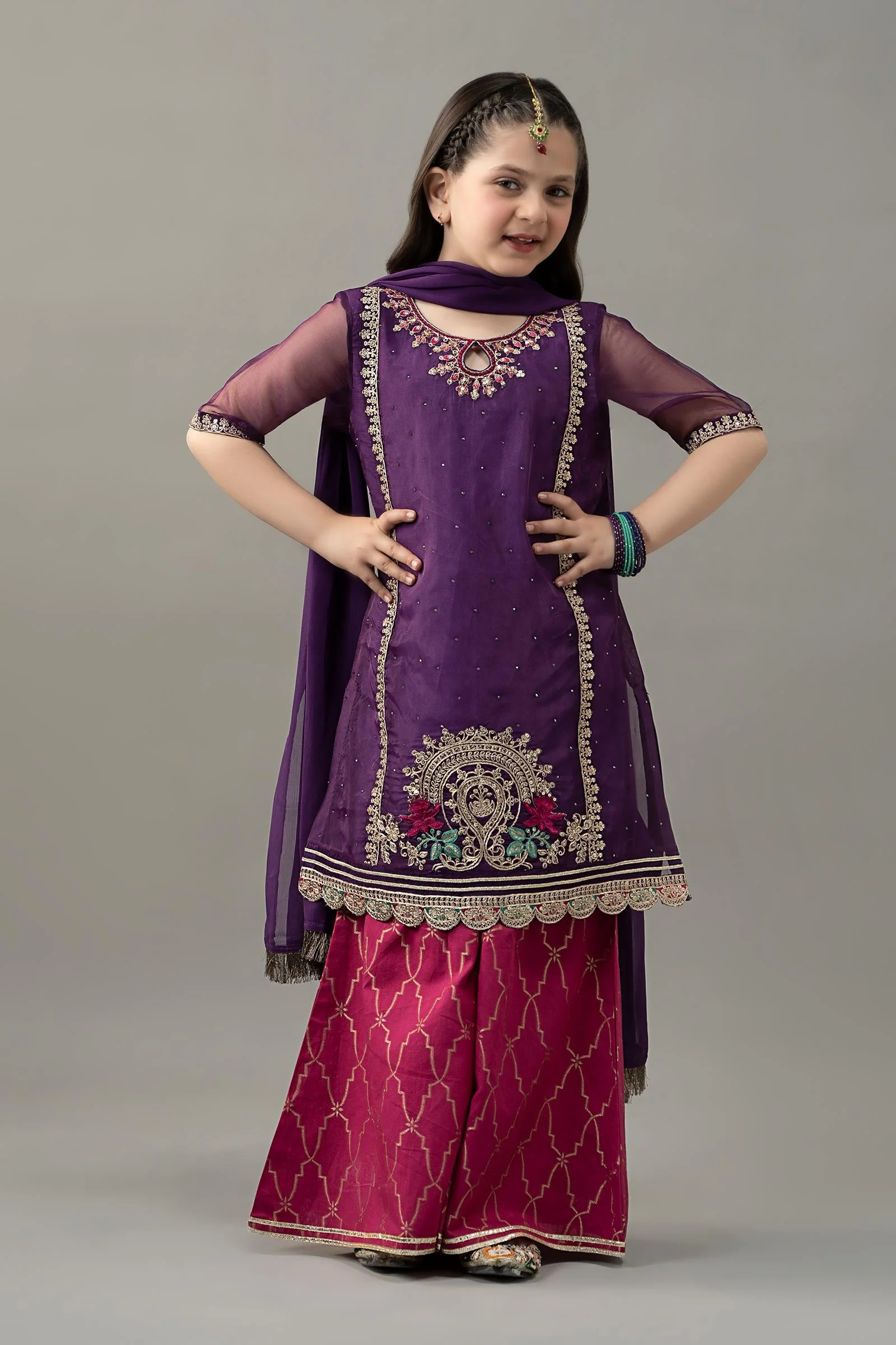 3 Piece Embroidered Raw Silk Suit - Image 4