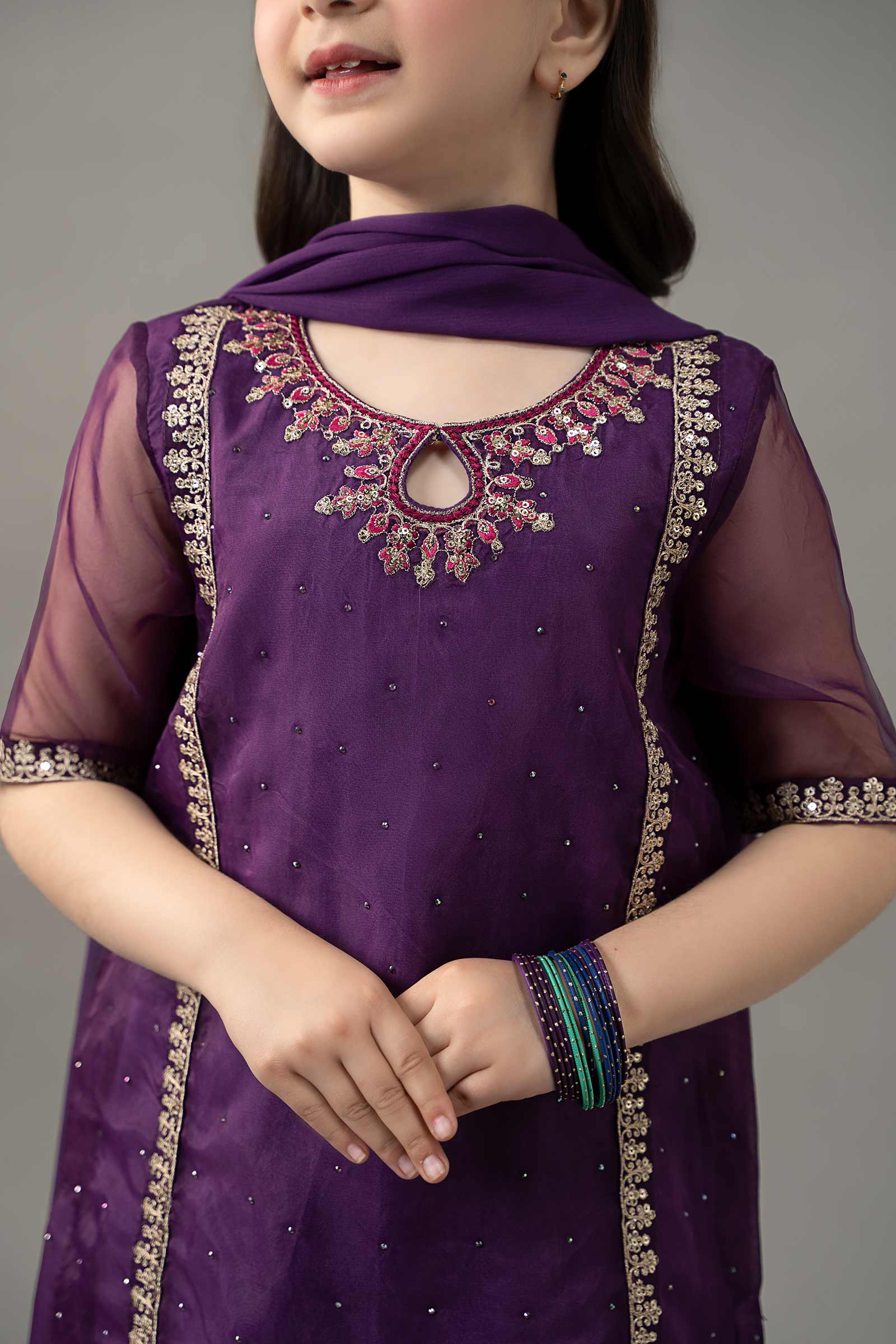 3 Piece Embroidered Raw Silk Suit - Image 5