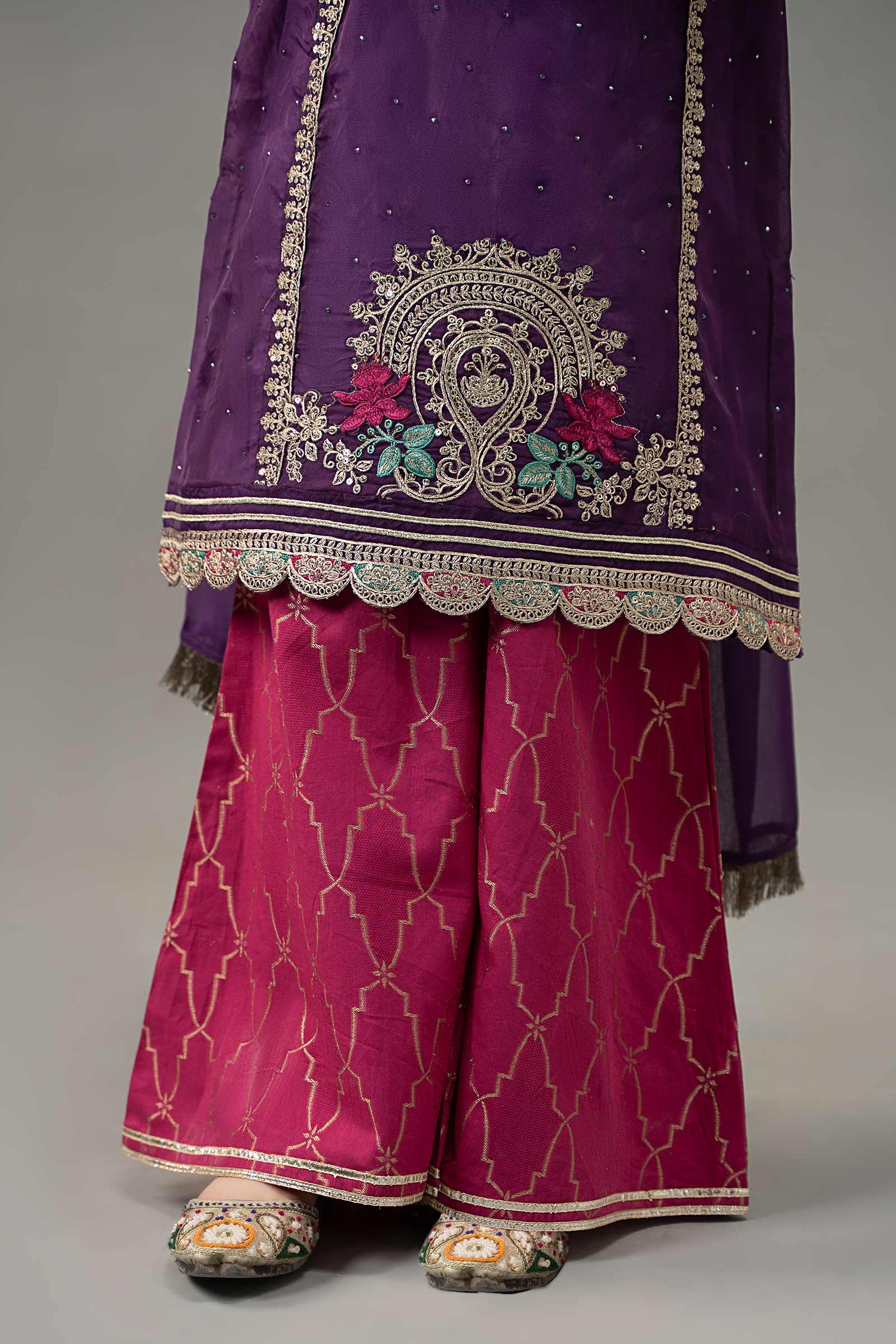 3 Piece Embroidered Raw Silk Suit - Image 6