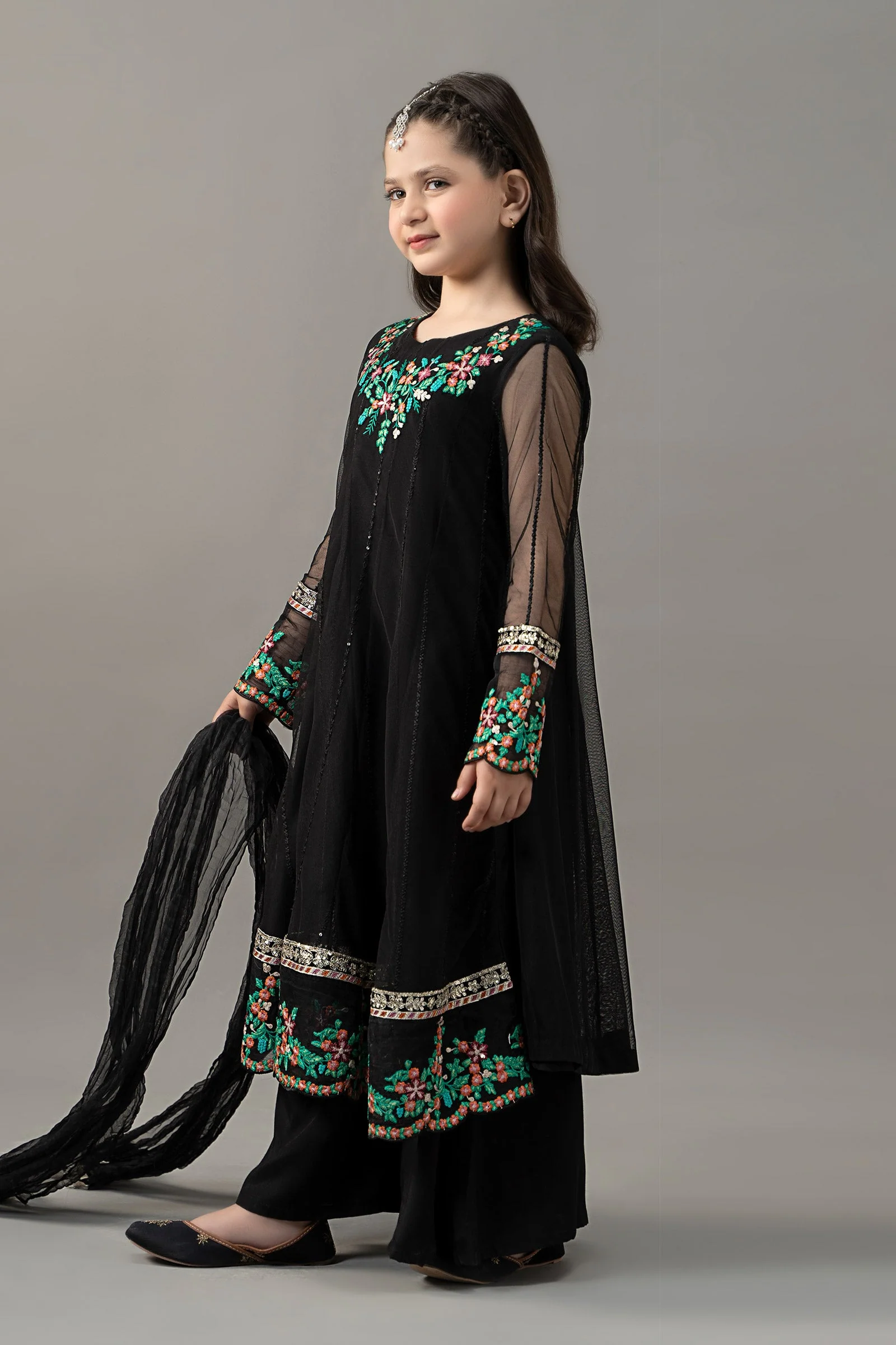 3 Piece Embroidered Polyester Net Suit - Image 5