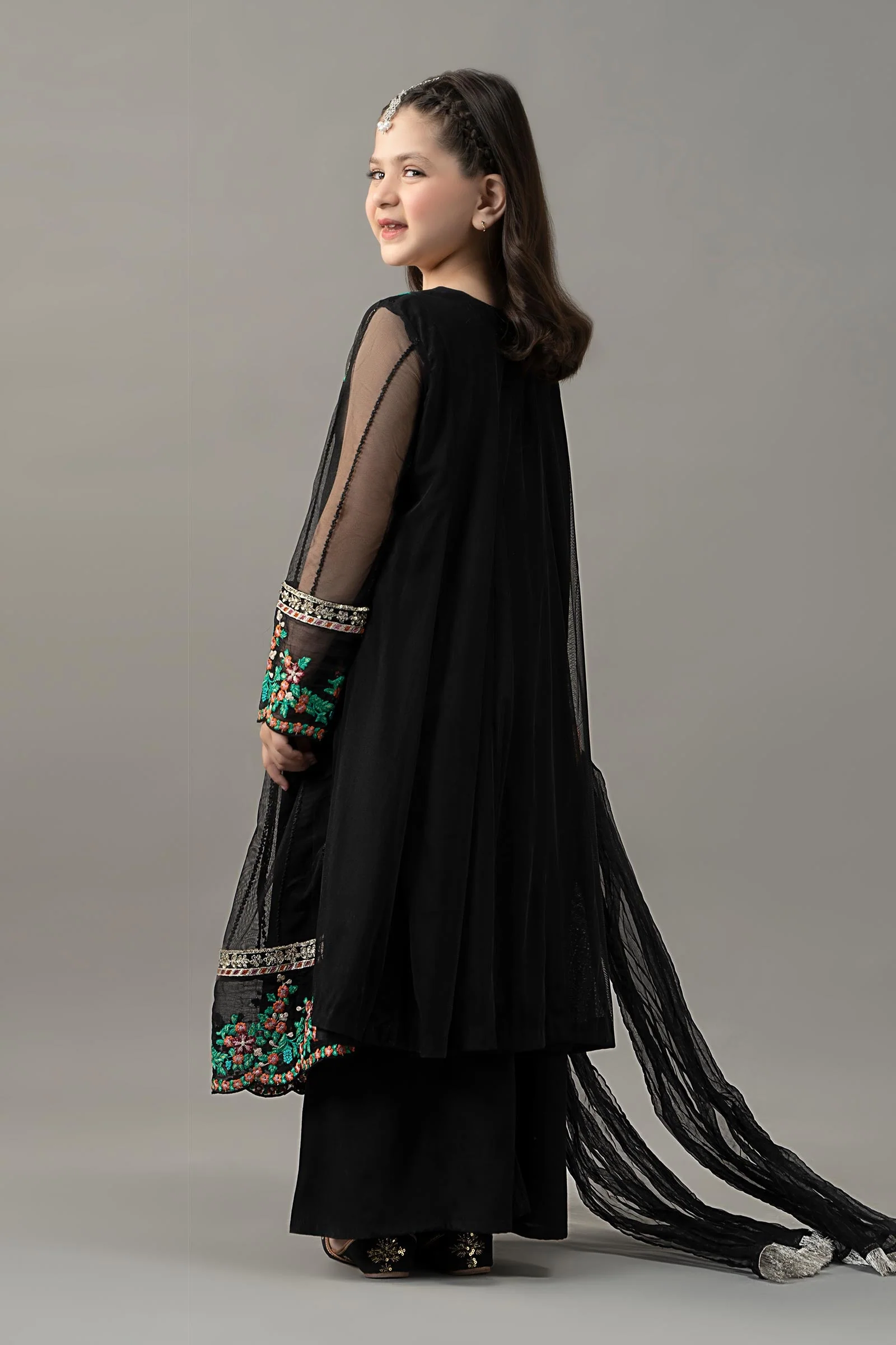 3 Piece Embroidered Polyester Net Suit - Image 7