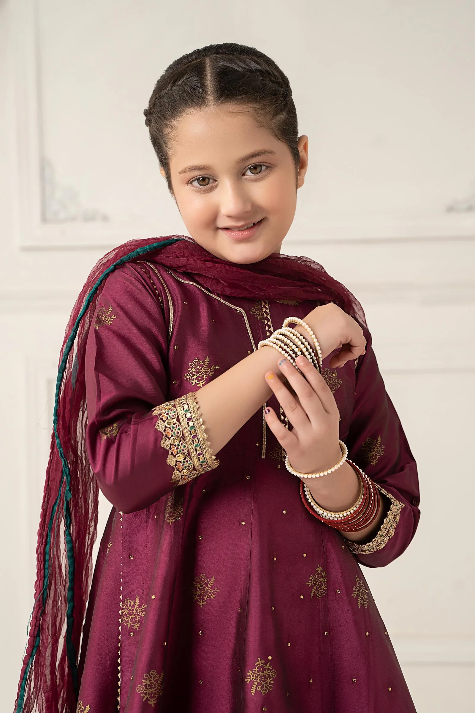 3 Piece Embroidered Polyester Net Suit - Image 2