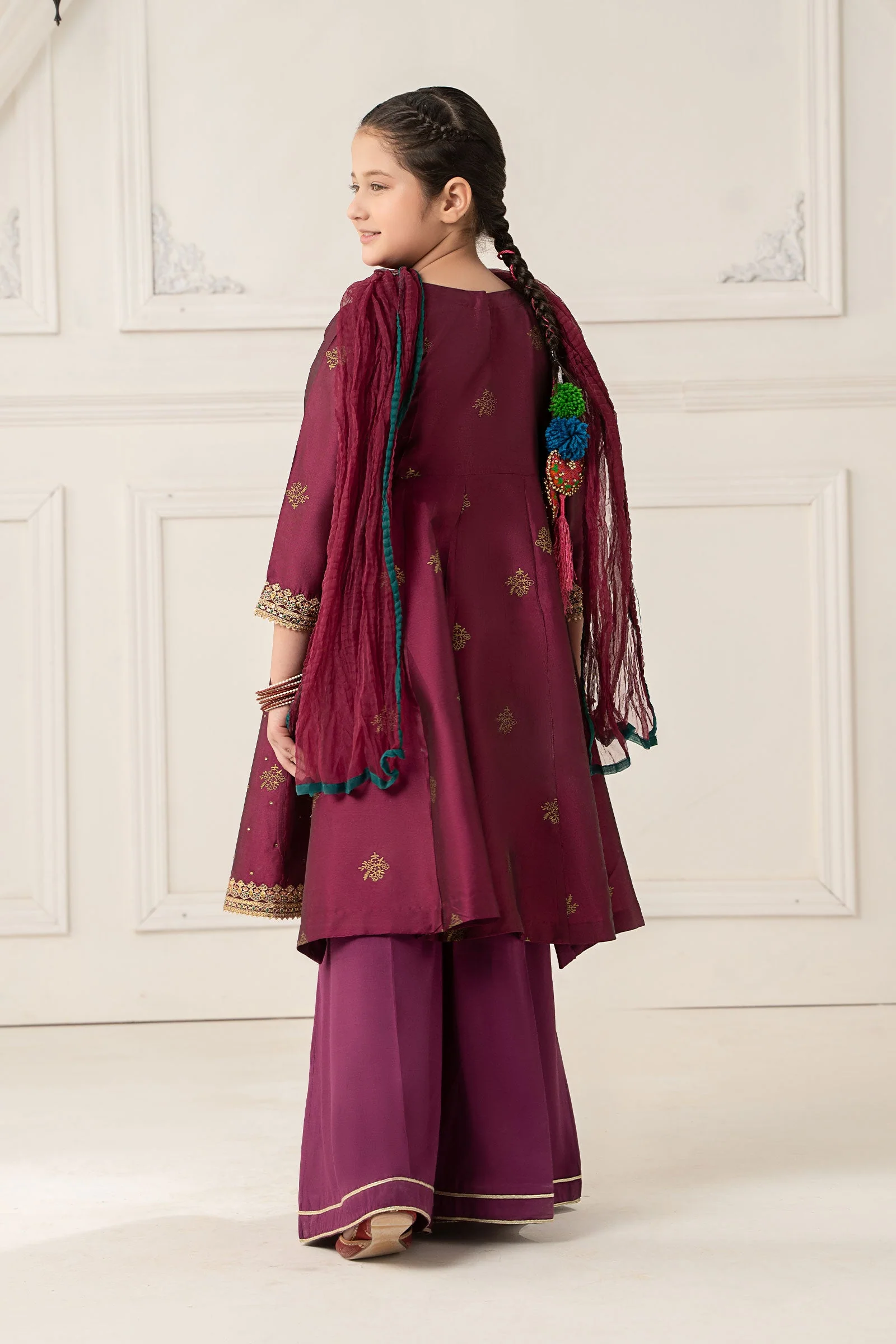3 Piece Embroidered Polyester Net Suit - Image 4