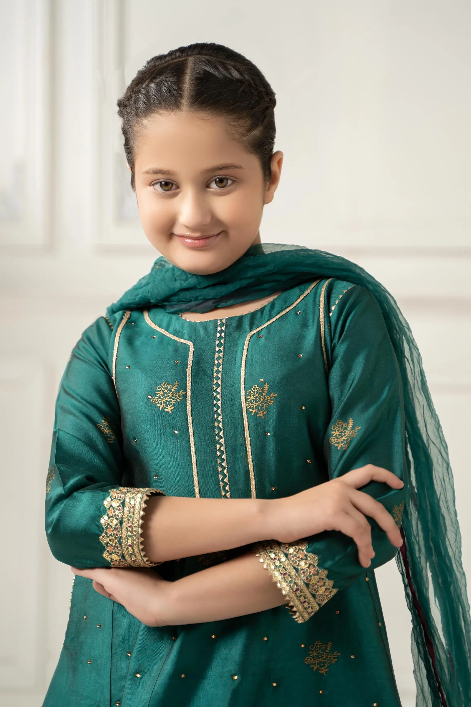 3 Piece Embroidered Polyester Net Suit - Image 2