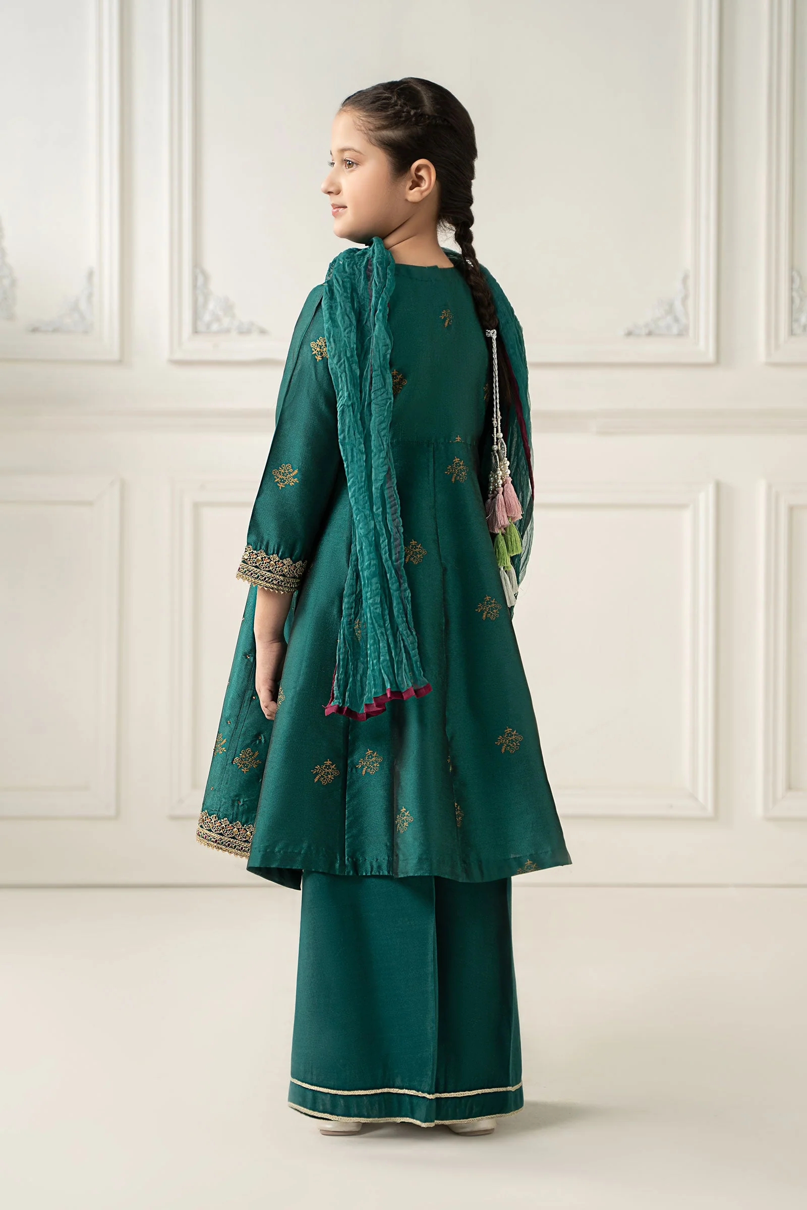 3 Piece Embroidered Polyester Net Suit - Image 5