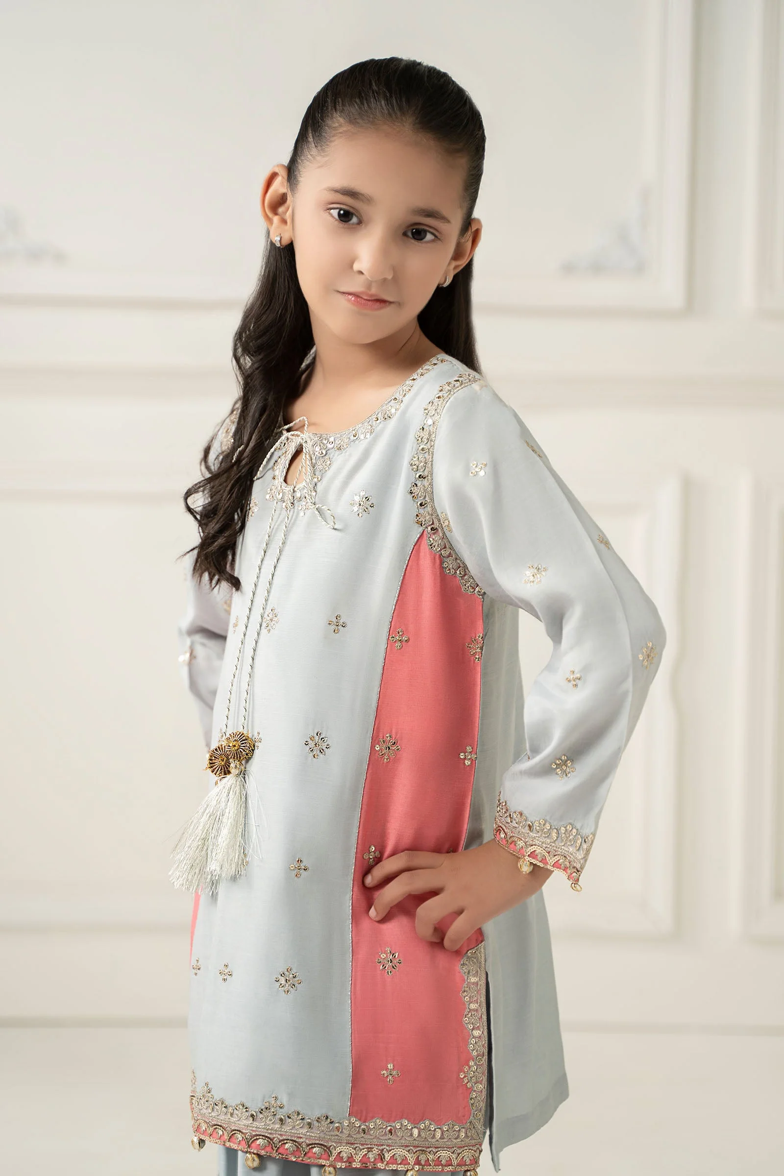 3 Piece Embroidered Polyester Net Suit - Image 2