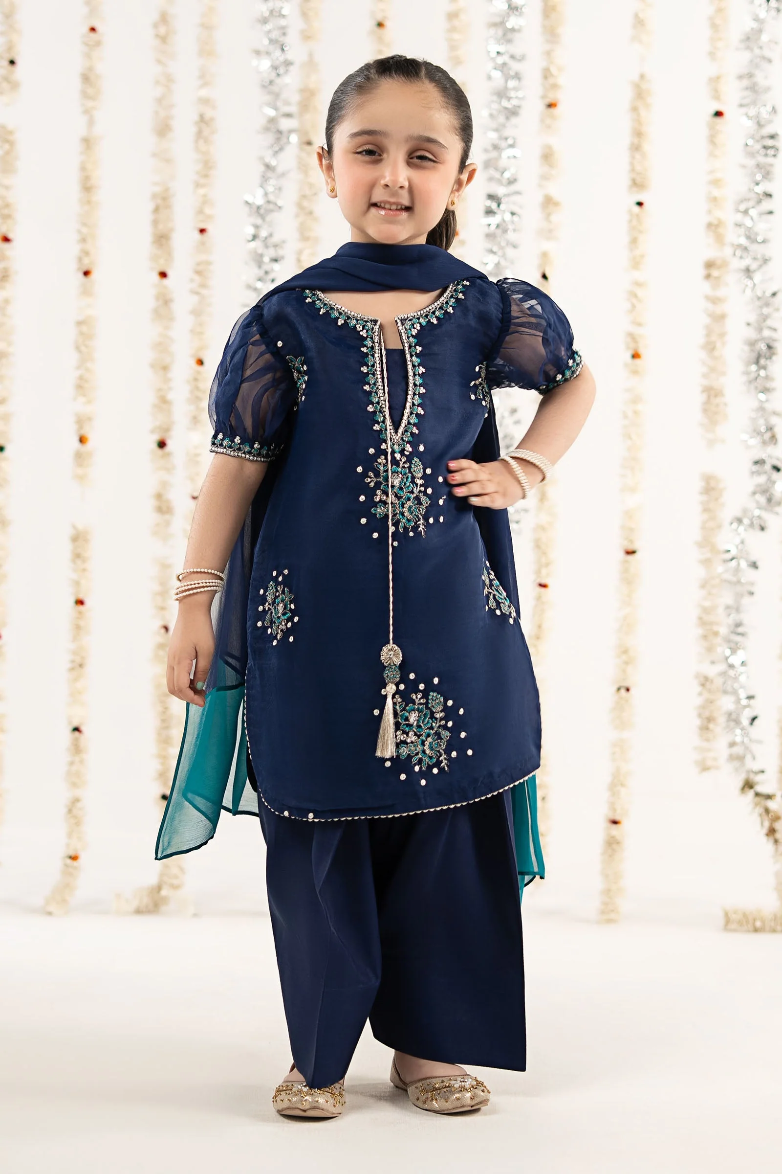 3 Piece Embroidered Organza Suit - Image 2